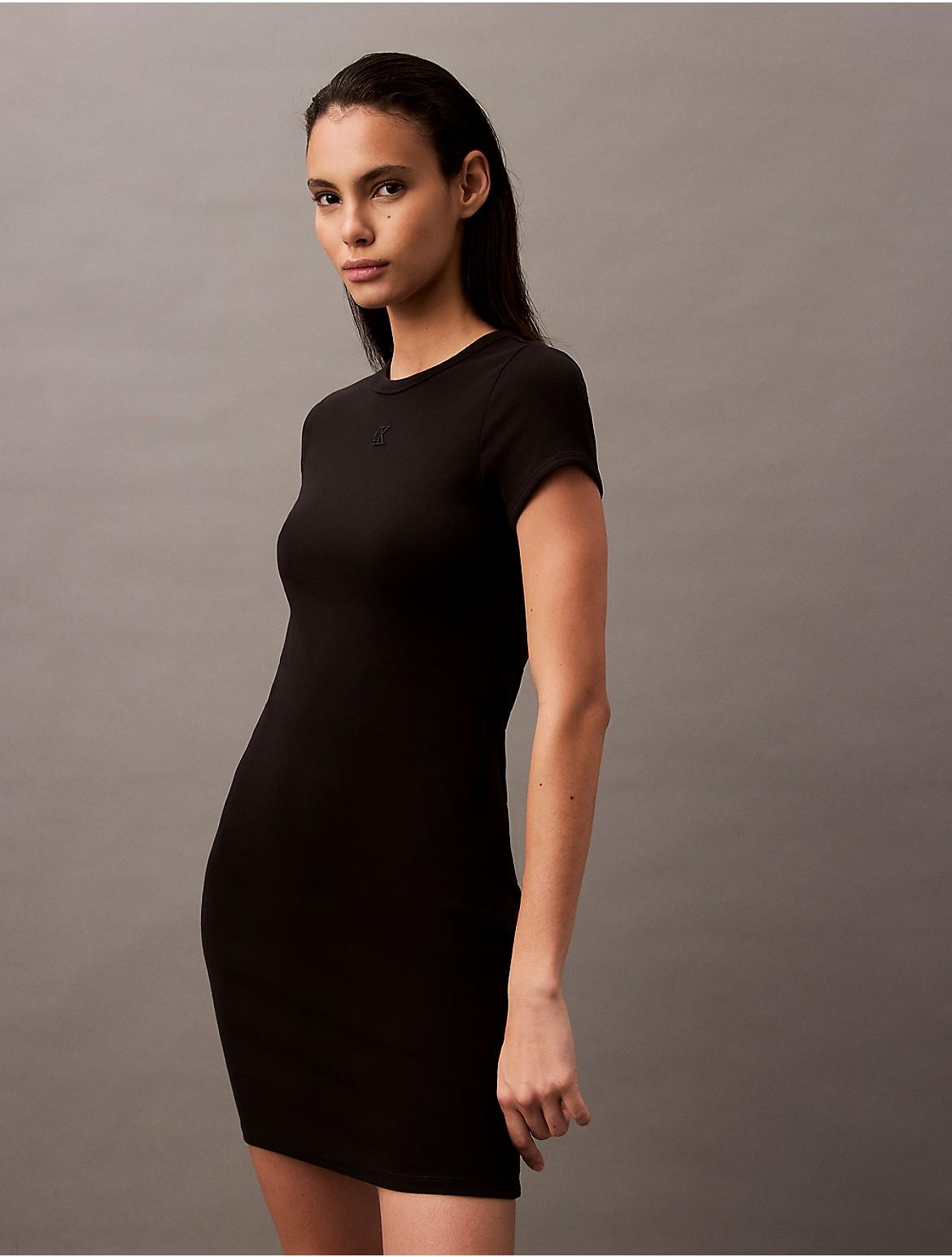 Calvin Klein Womens Cotton Contour Rib Monogram Mini Dress Product Image