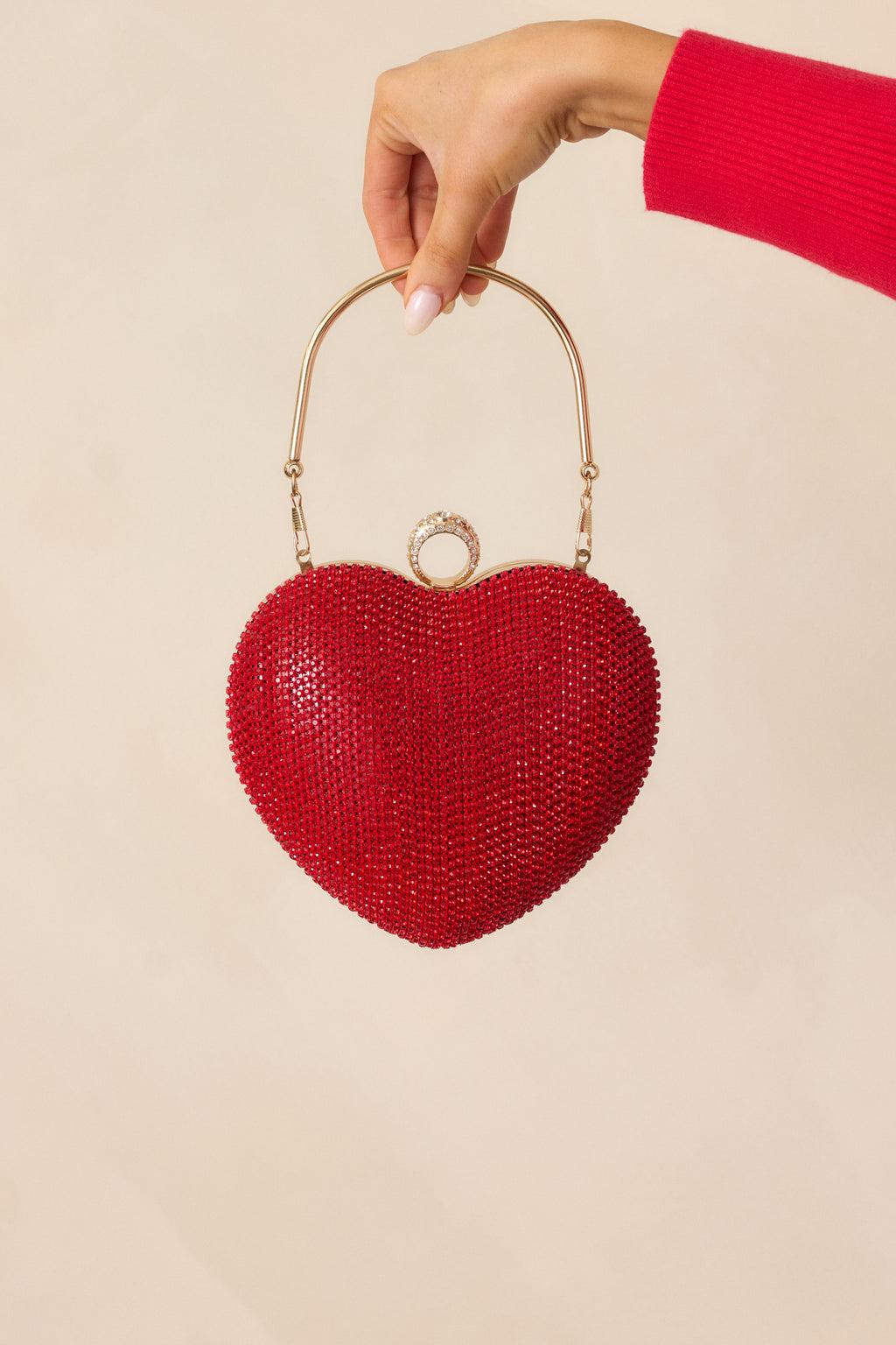 Gleaming Hearts Red Rhinestone Clutch Product Image
