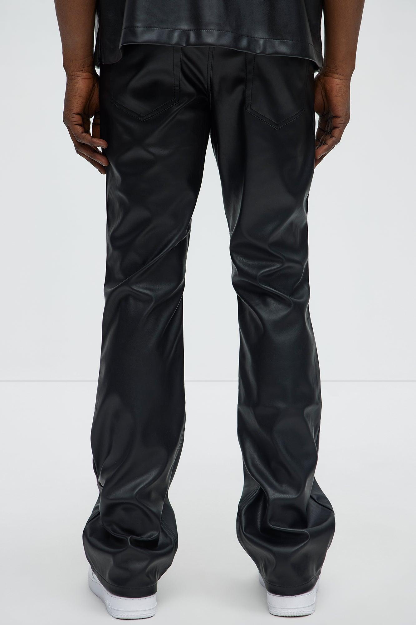 Cut Some Loose Straight Faux Leather Pants - Black Product Image