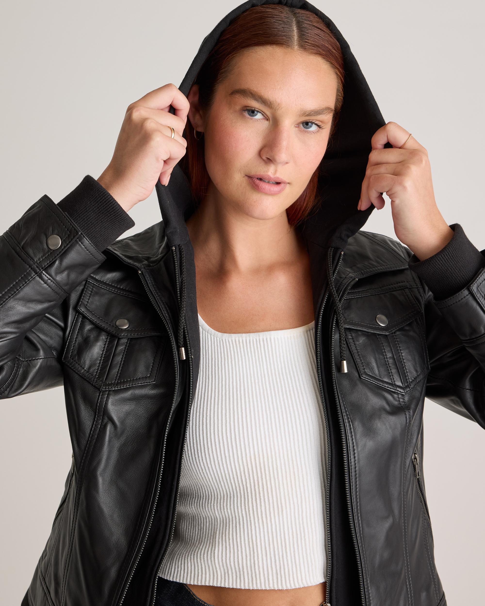 Quince | Women's Jacket with Hood Leather Product Image
