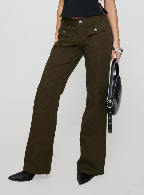 Benicale Low Rise Cargo Pants Olive Product Image