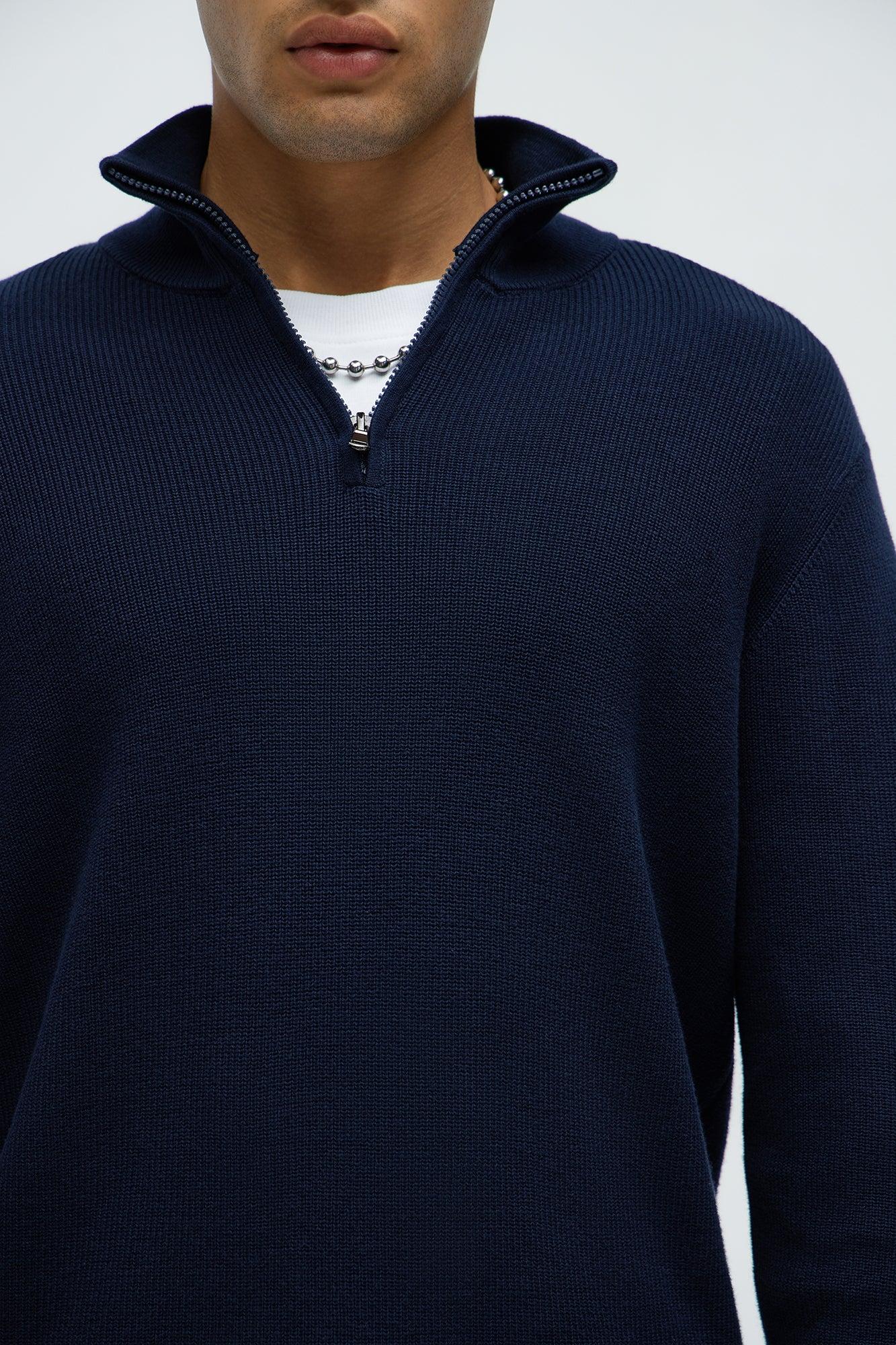 Shawn Quarter Zip Sweater - Navy Product Image