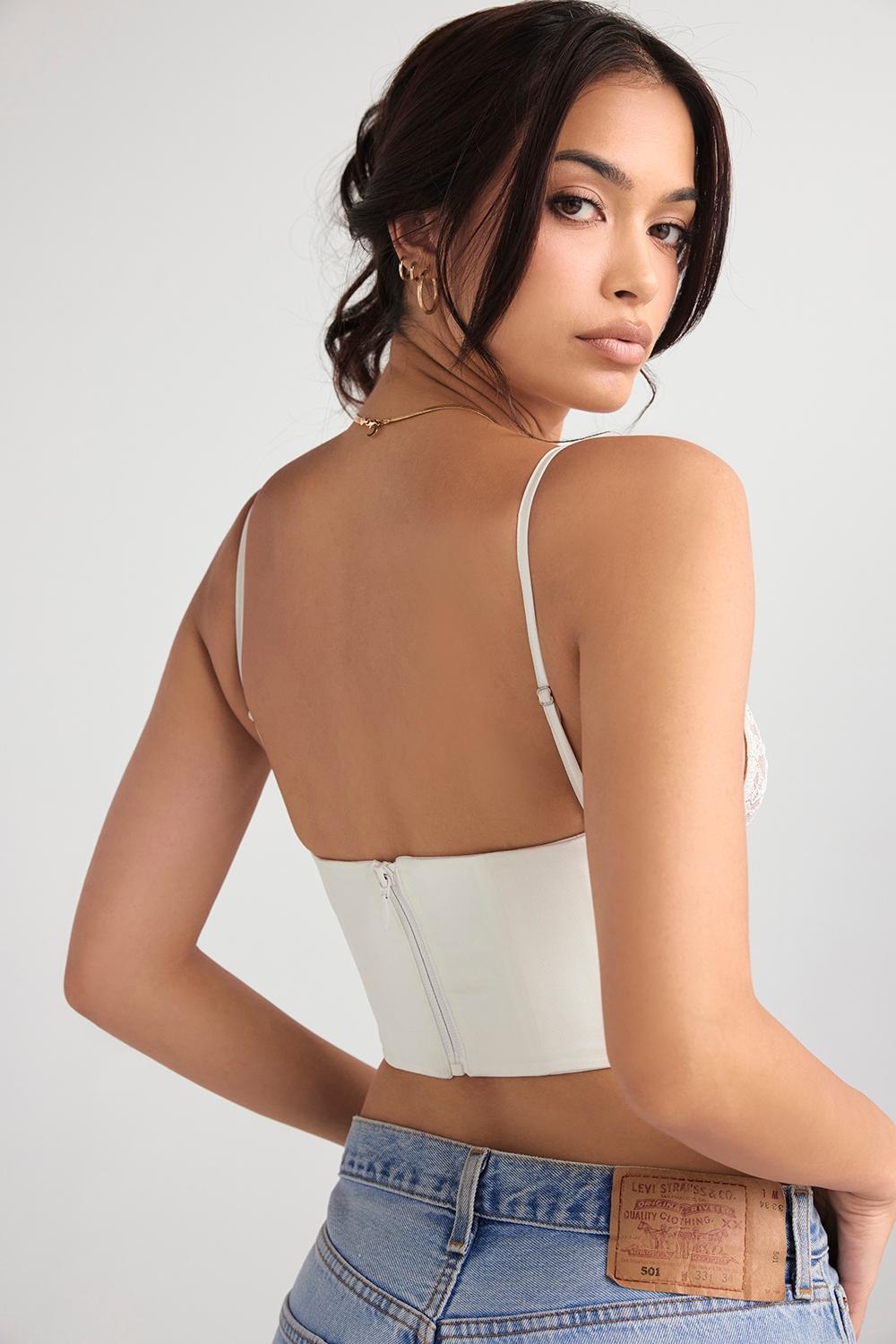 Emilee  ivory satin and lace corset Product Image