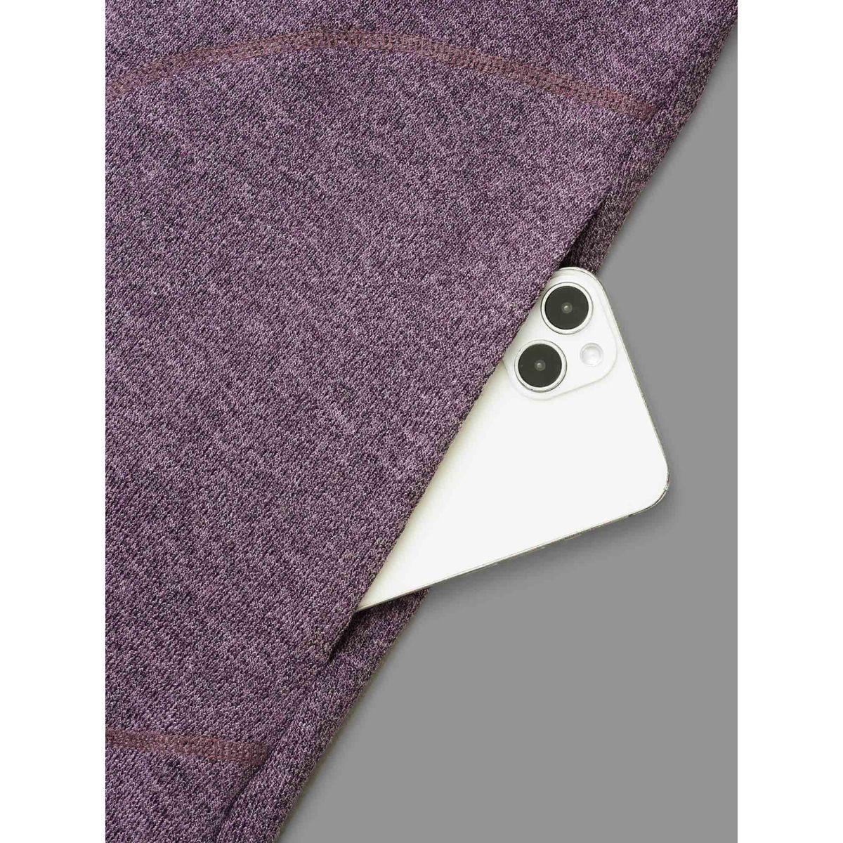 Plus Size Striped Patchwork Leopard Pocket T-shirt Eggplant Women Casual Contrast Round Neck Loose Everyday T-shirts BloomChic 18-20/2X Product Image