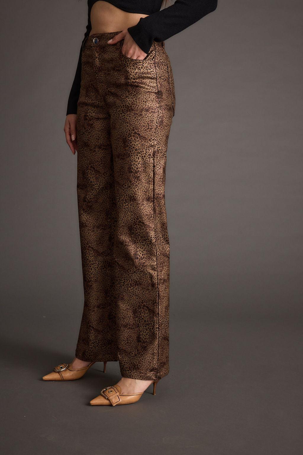 After Hours Coated Leopard Pants Product Image