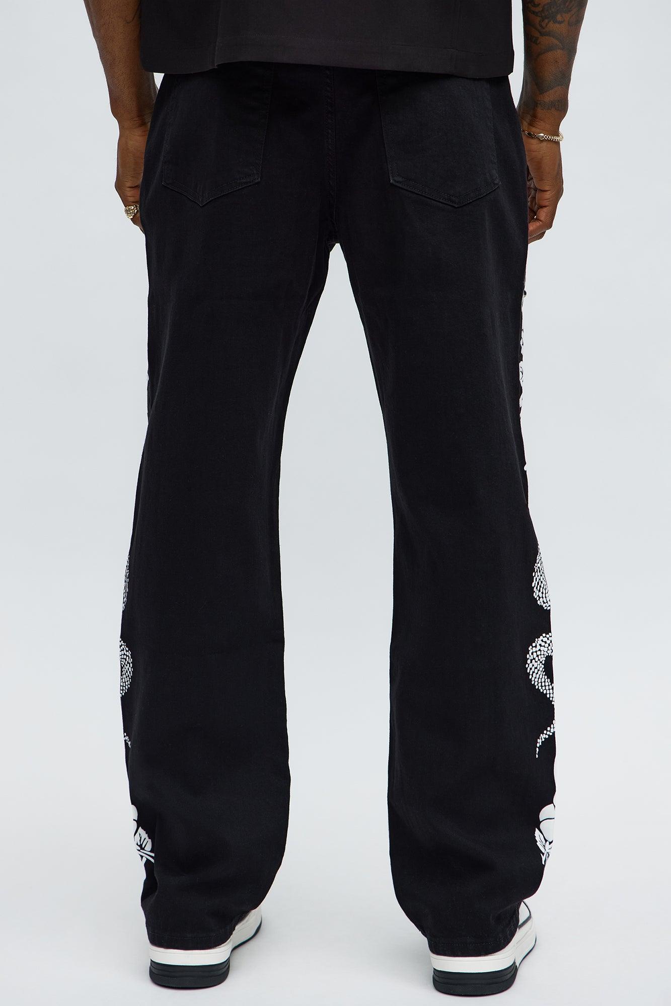 Straight Snakes WIthin Roses Studded Jeans - Black Male Product Image