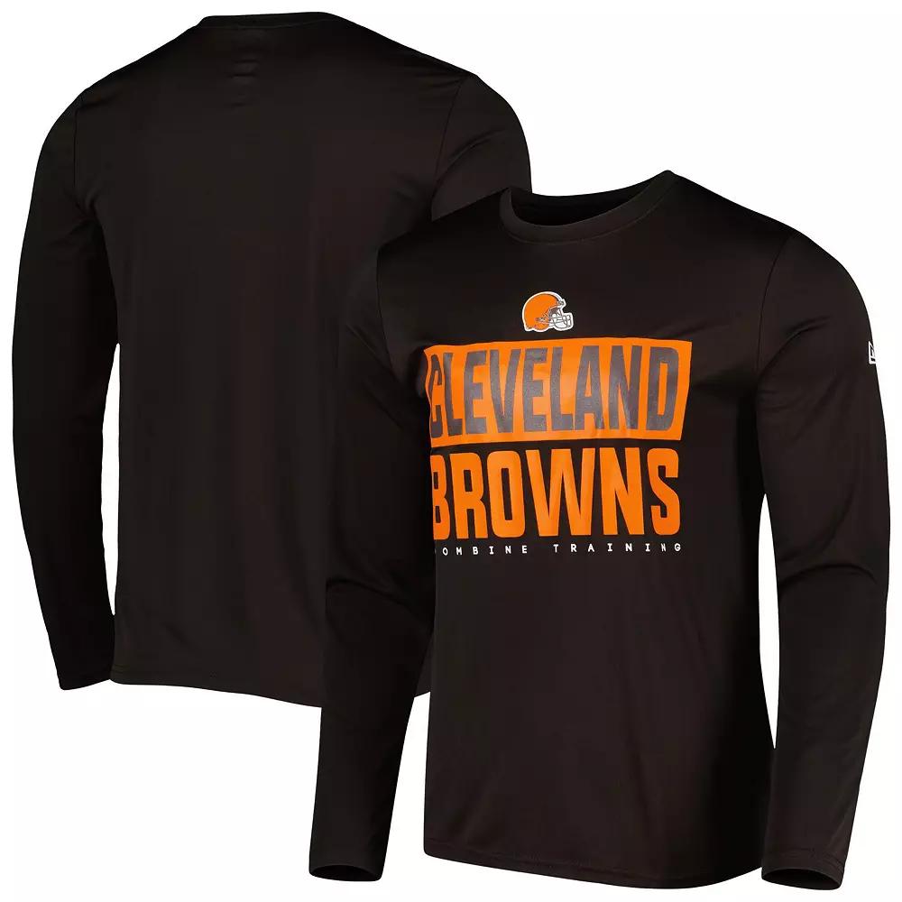 Men's New Era Brown Cleveland Browns Combine Authentic Offsides Long Sleeve T-Shirt, Size: Small Product Image