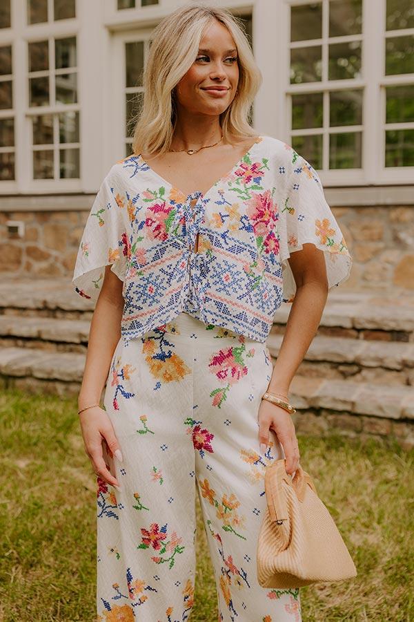 Boho Chic Floral Front Tie Top Product Image