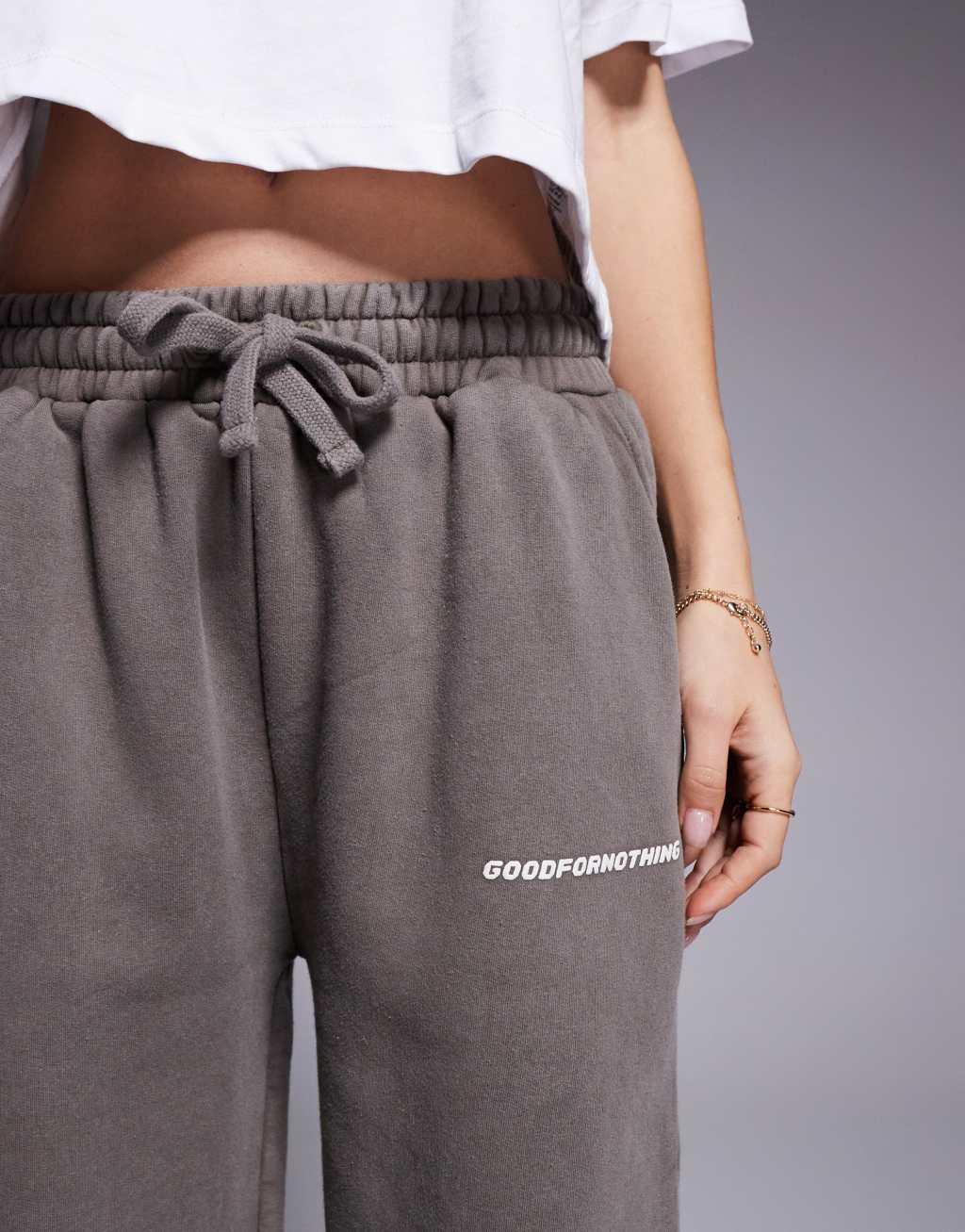Good For Nothing core wide fit sweatpants in beige Product Image