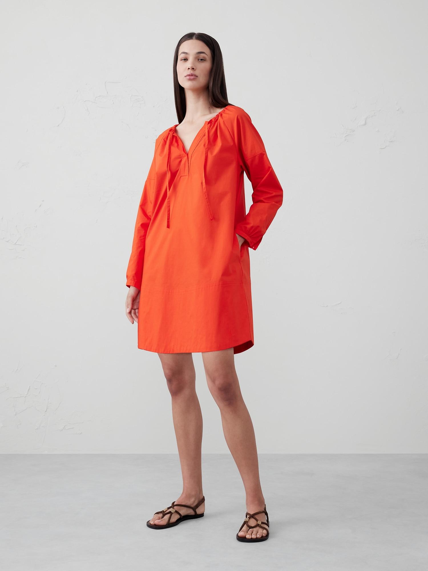 Tie-Neck Poplin Mini Dress Product Image