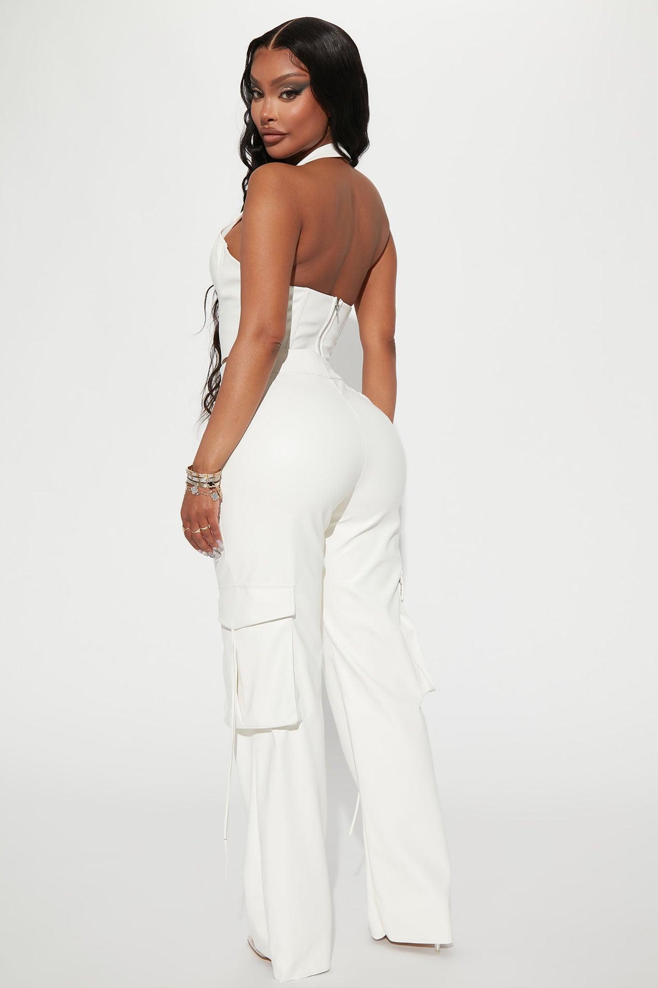 After Party Faux Leather Pant Set - White Product Image