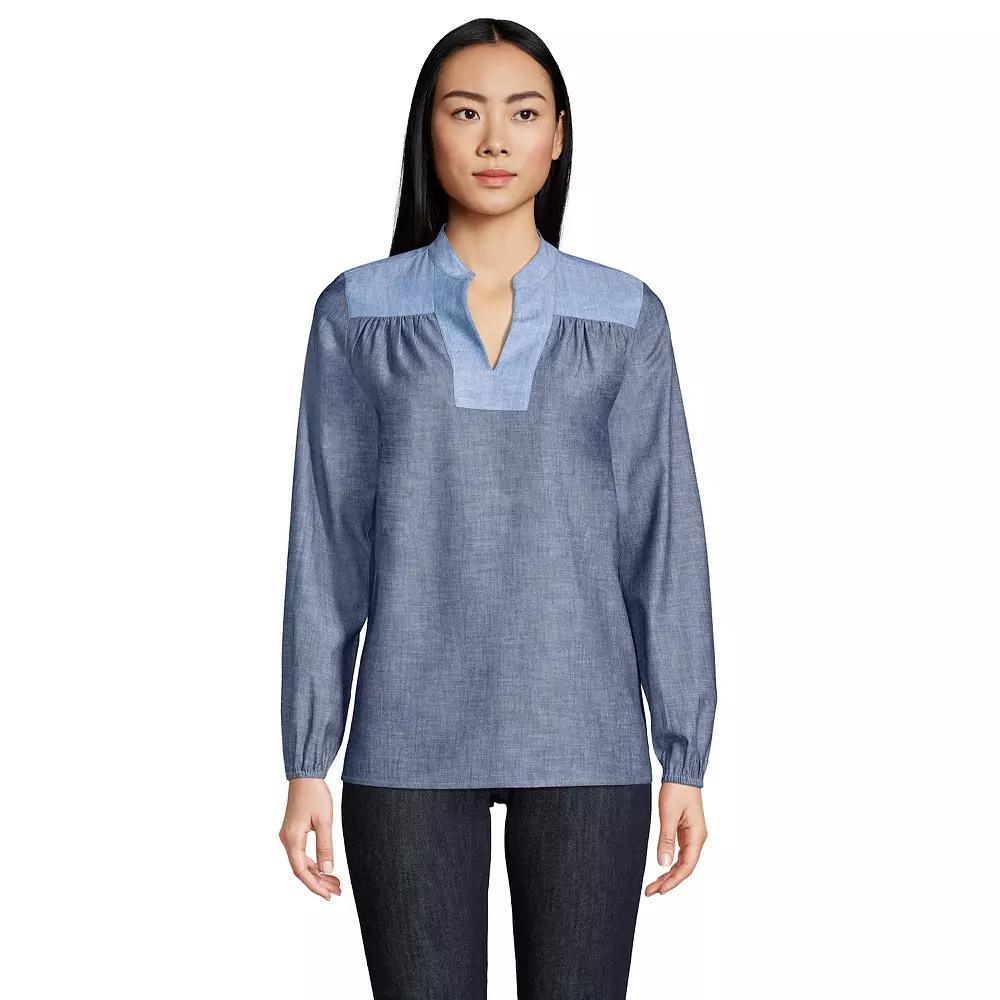 Petite Lands' End Poplin Peasant Top, Women's,  Product Image