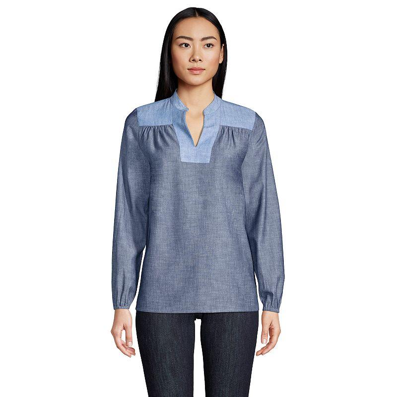 Petite Lands' End Poplin Peasant Top, Women's,  Product Image