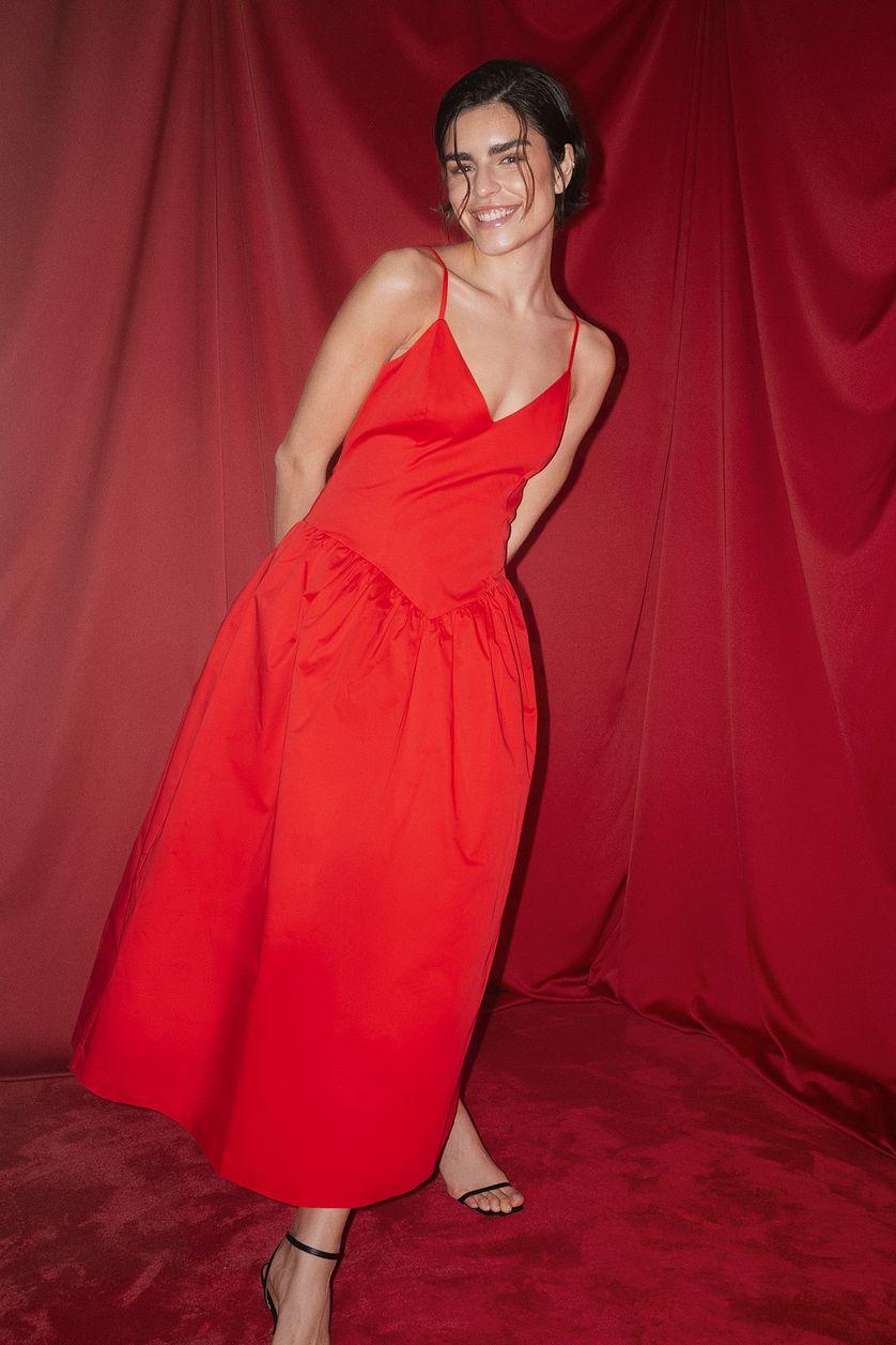 Volume Skirt Midi Dress Product Image