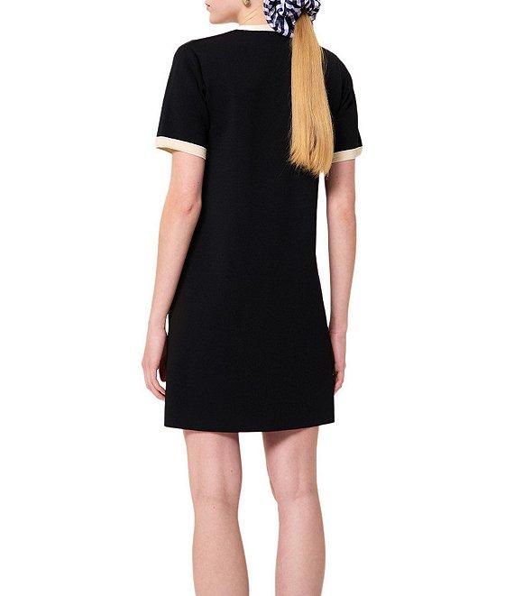 Tara Jarmon Roller Knit Round Button Front Neck Short Sleeve Dress Product Image