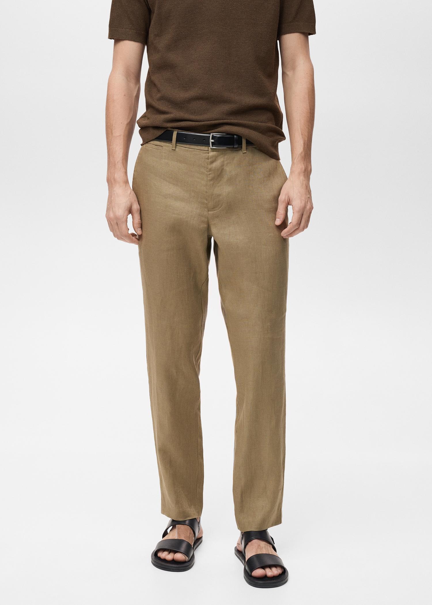 Slim-fit 100% linen pants - Men | MANGO USA Product Image