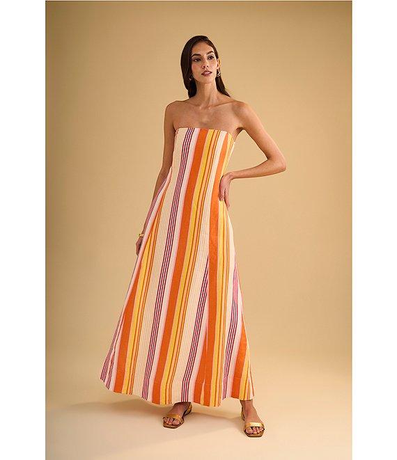 1. STATE Woven Striped Strapless Maxi Shift Dress Product Image