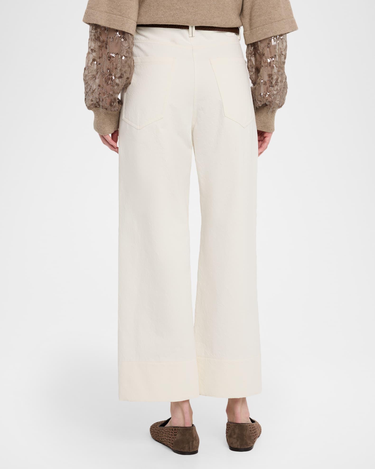 Cotton-Wool Barrel Cuff Wide-Leg Jeans Product Image