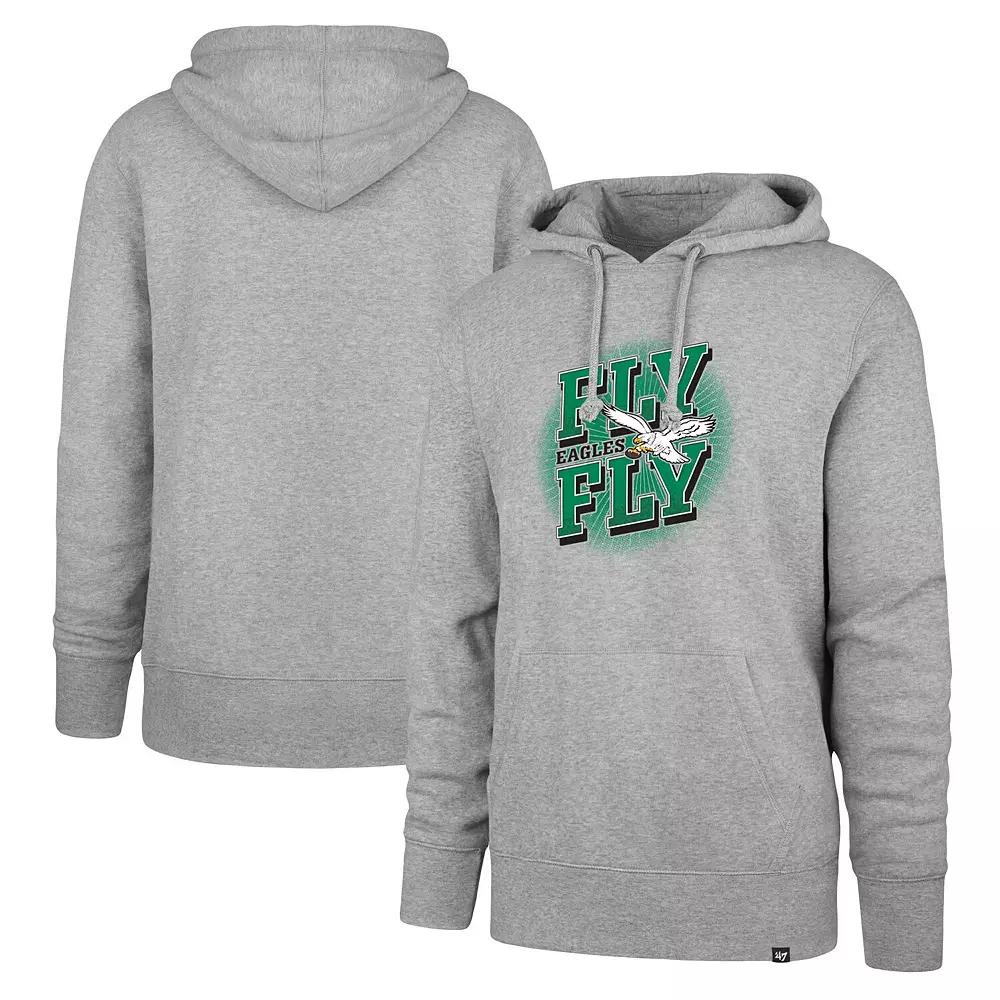 Men's '47 Gray Philadelphia Eagles Fly Eagles Fly Regional Headline Pullover Hoodie,  Product Image