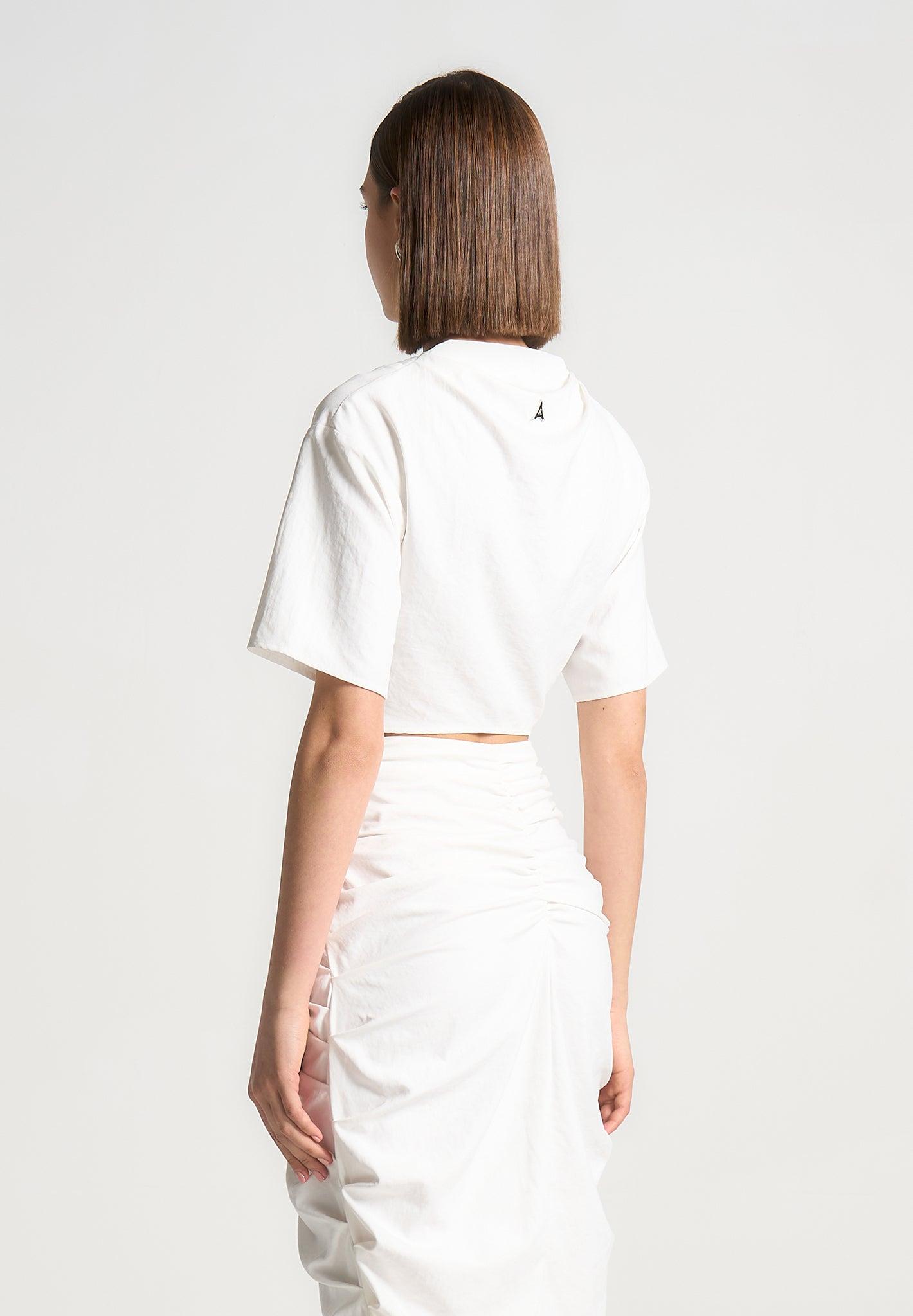 Cowl Neck Drape T-Shirt - White Female Product Image
