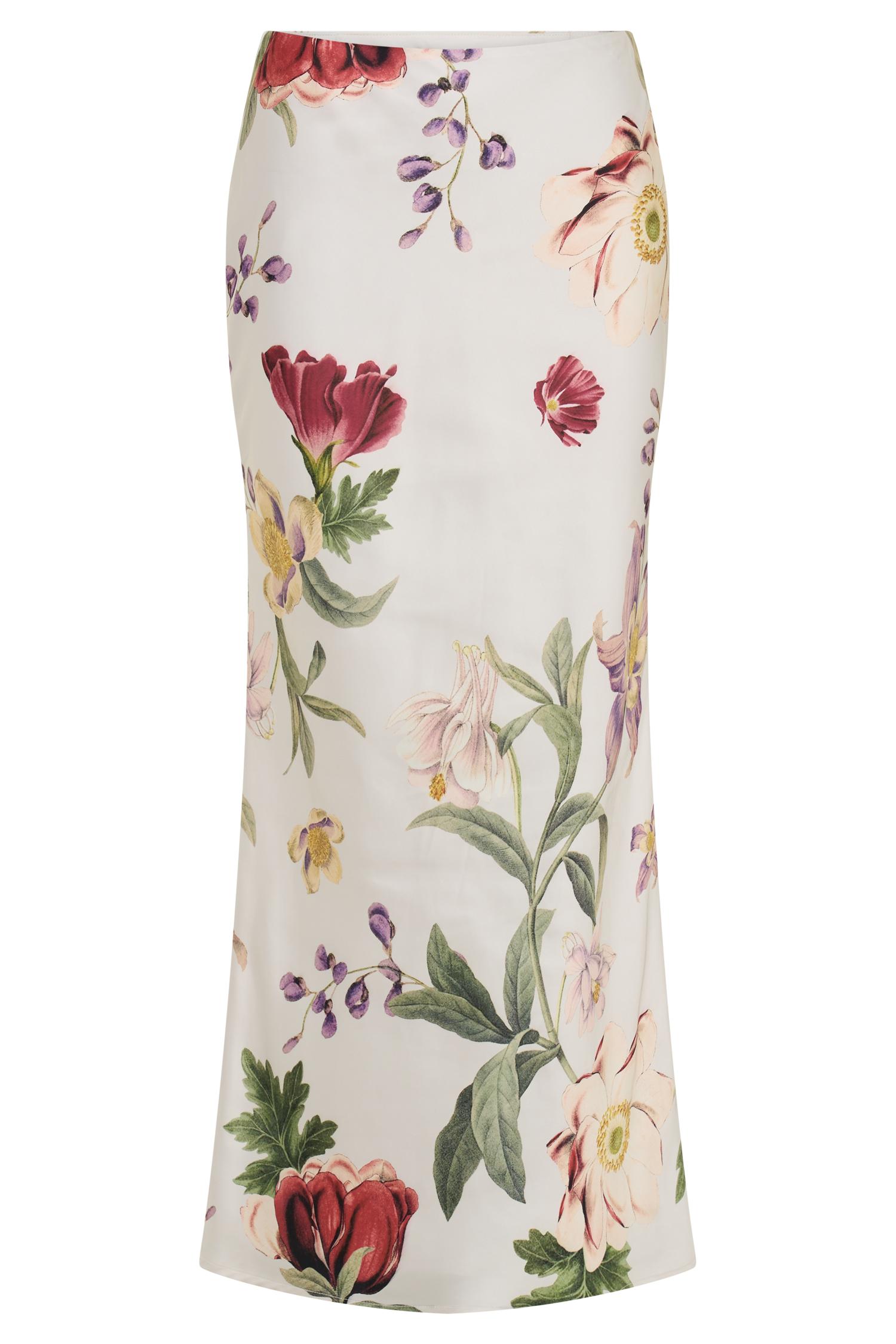 Viviana Satin Midi Skirt - Bella Rosa Print Product Image