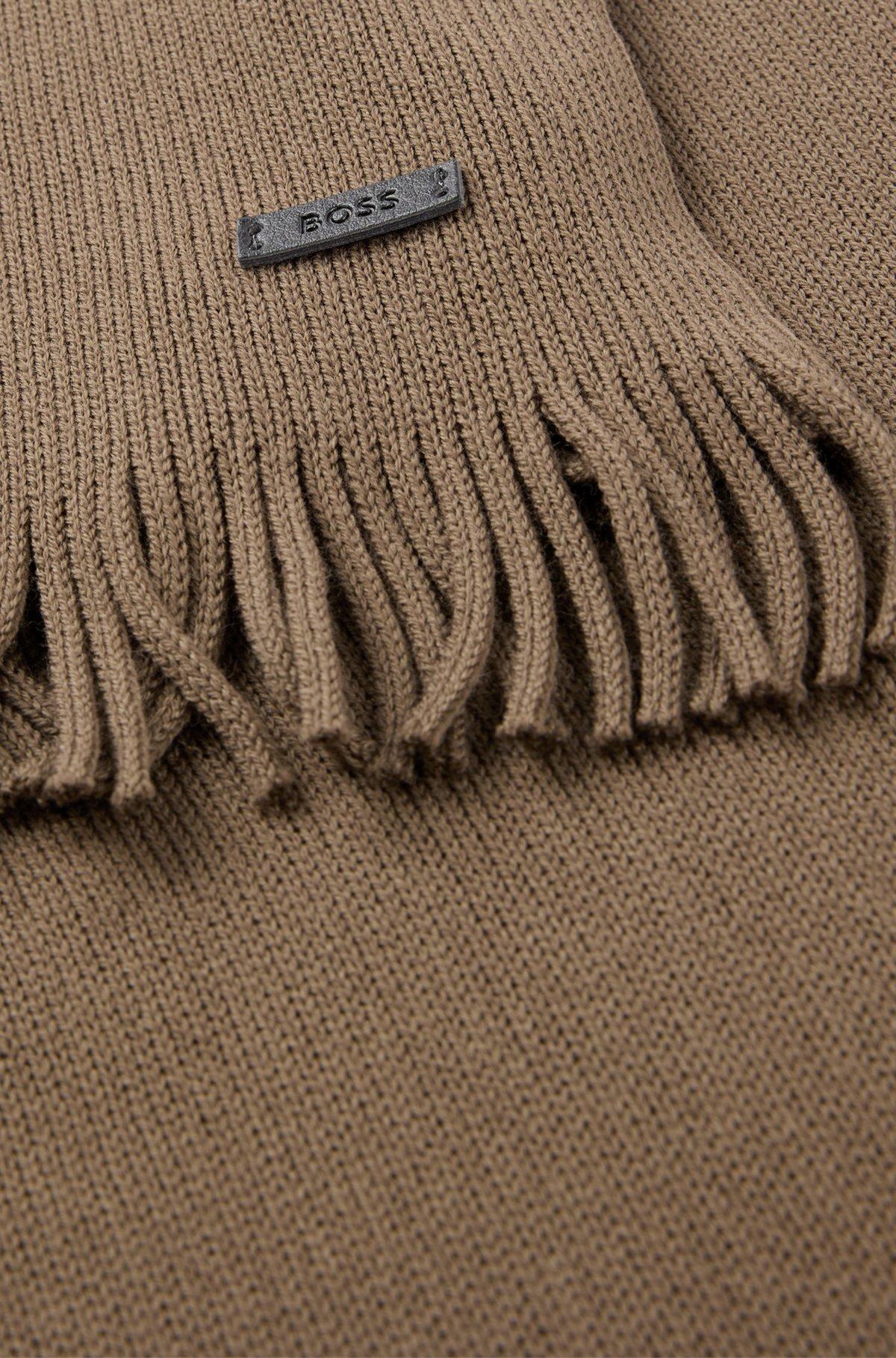 BOSS - Raschel-knit scarf in merino wool - Light Green Product Image