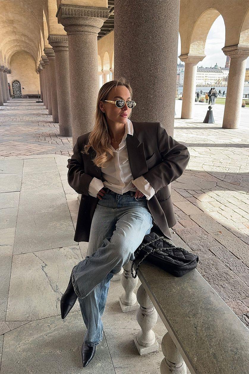 Heavy Straight Blazer Grey Product Image