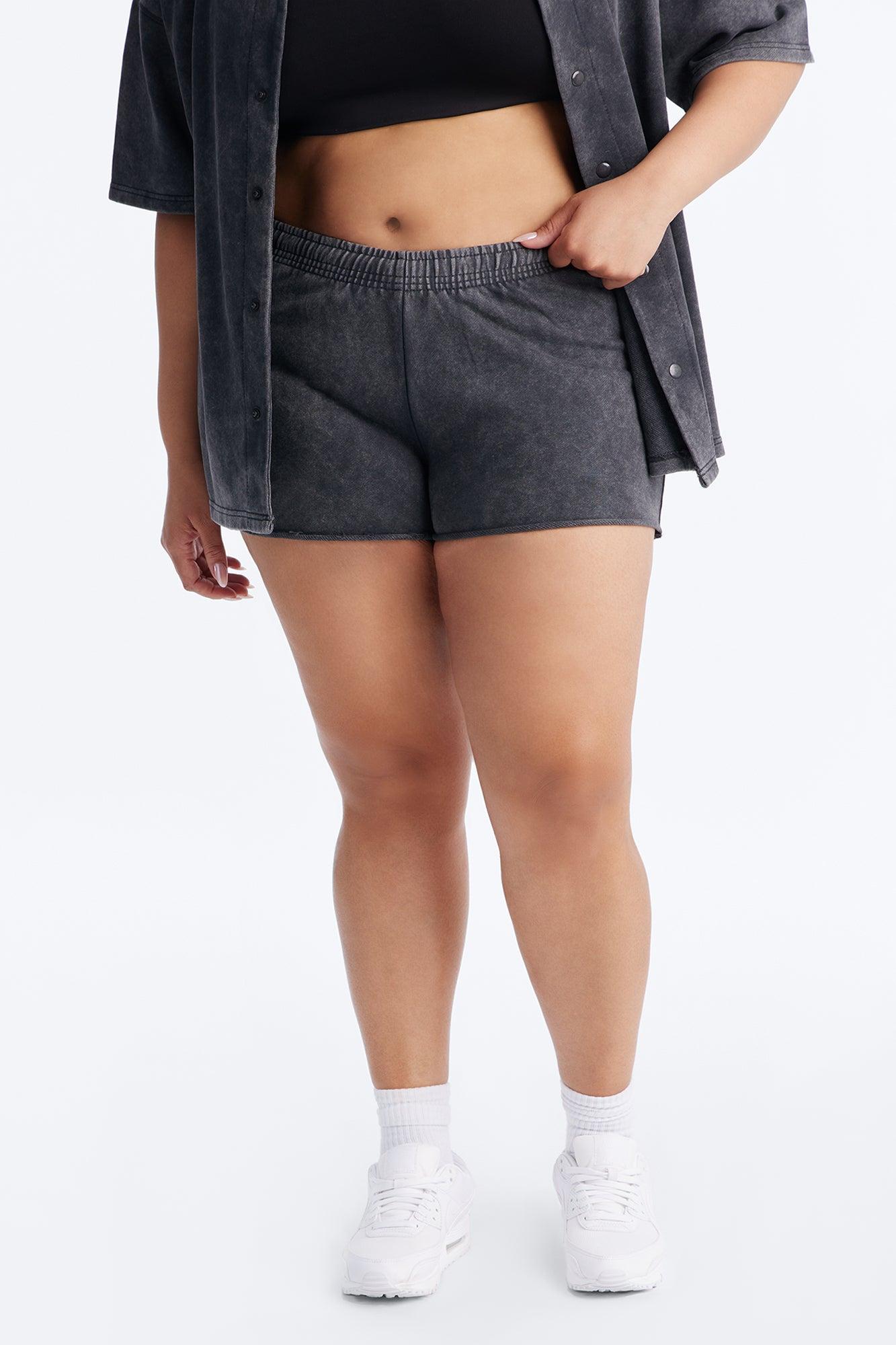 Maya Washed Micro Sweatshorts - Charcoal Female Product Image