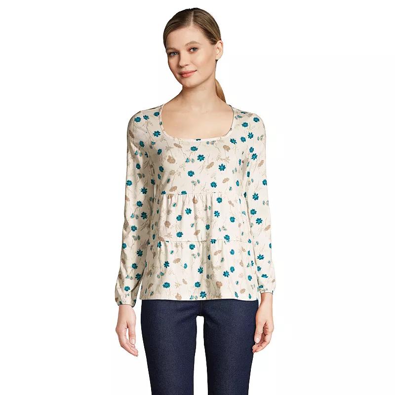 Petite Lands' End Squareneck Tiered Top, Women's,  Product Image