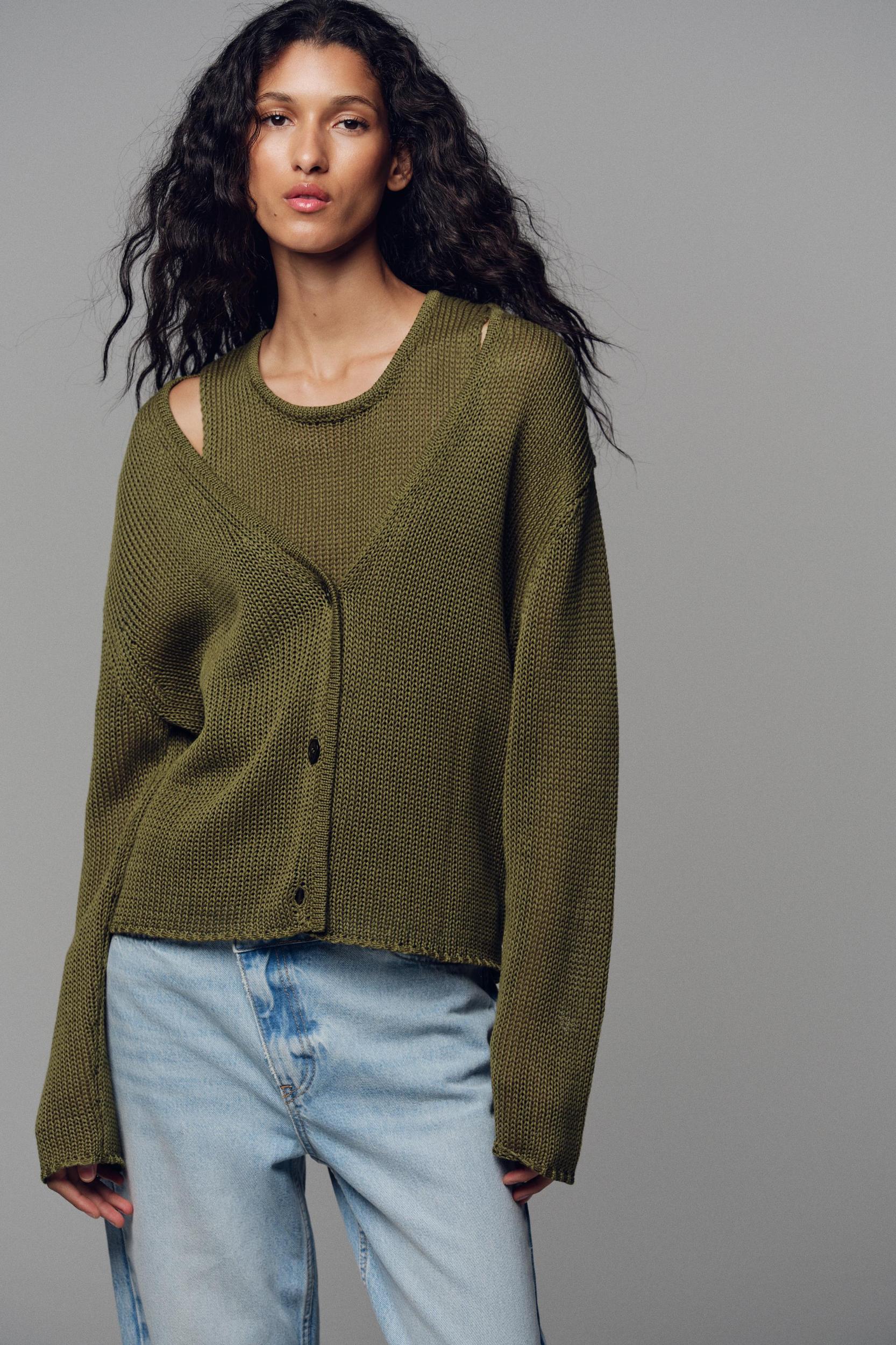 100% COTTON KNIT CARDIGAN Product Image