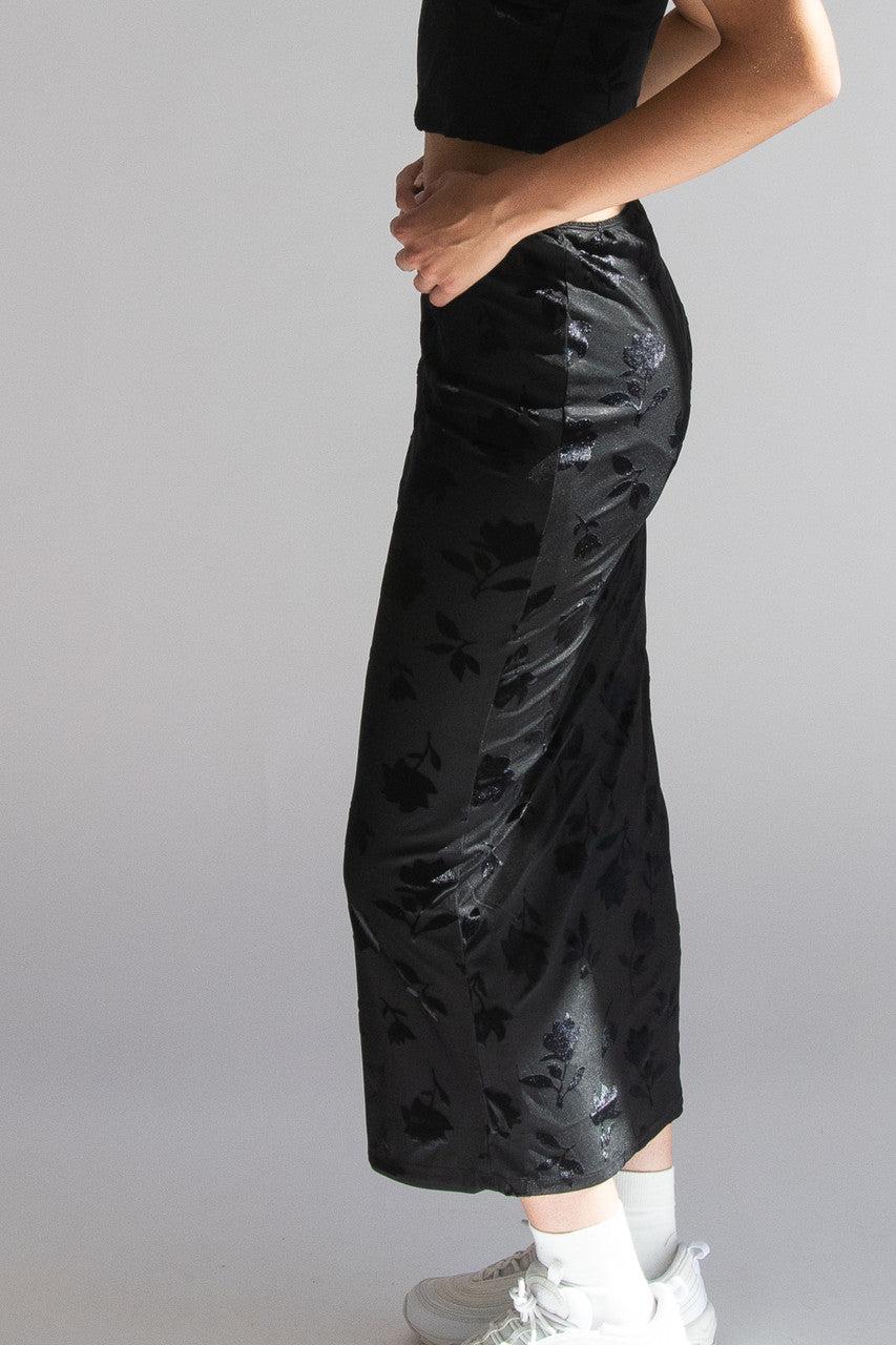 Floral Velvet Burnout Maxi Skirt Product Image