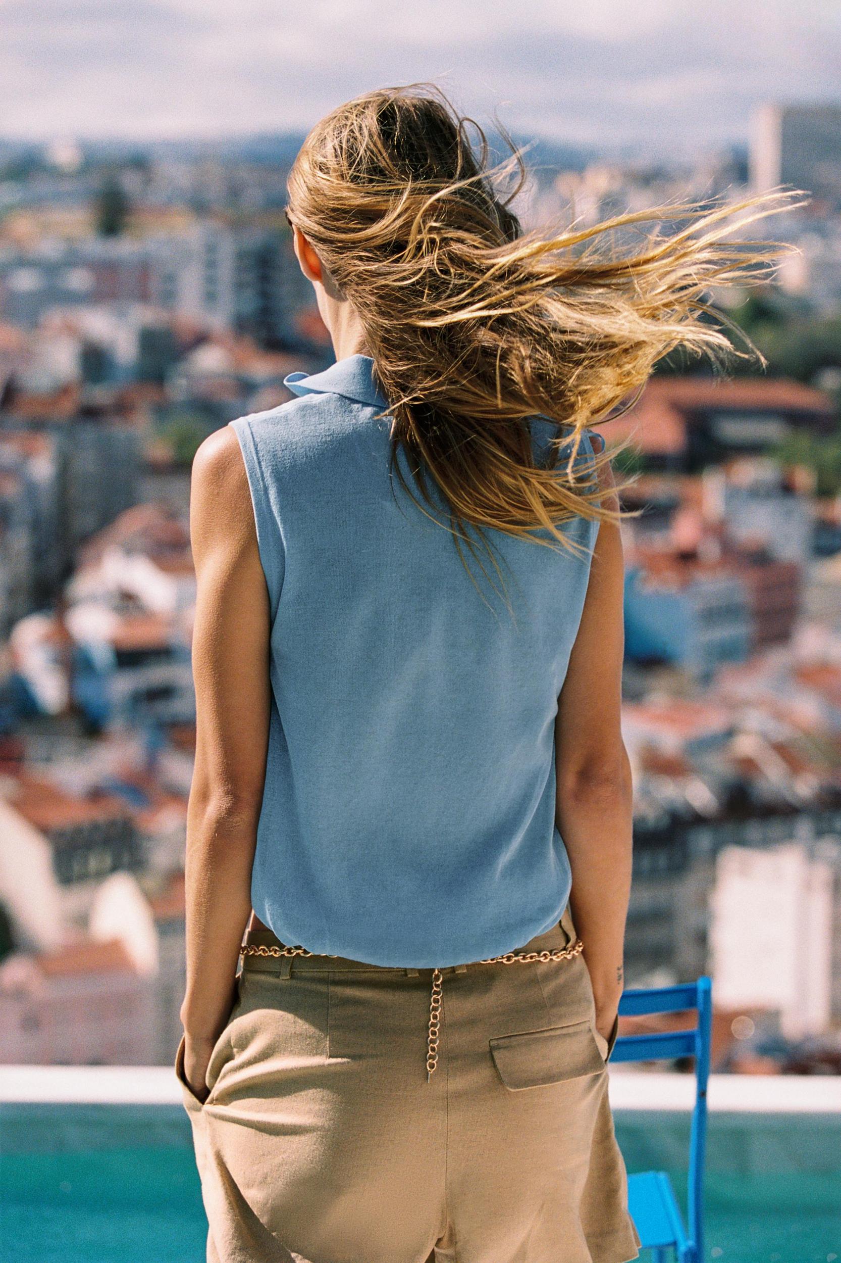 KNIT POLO TOP Product Image