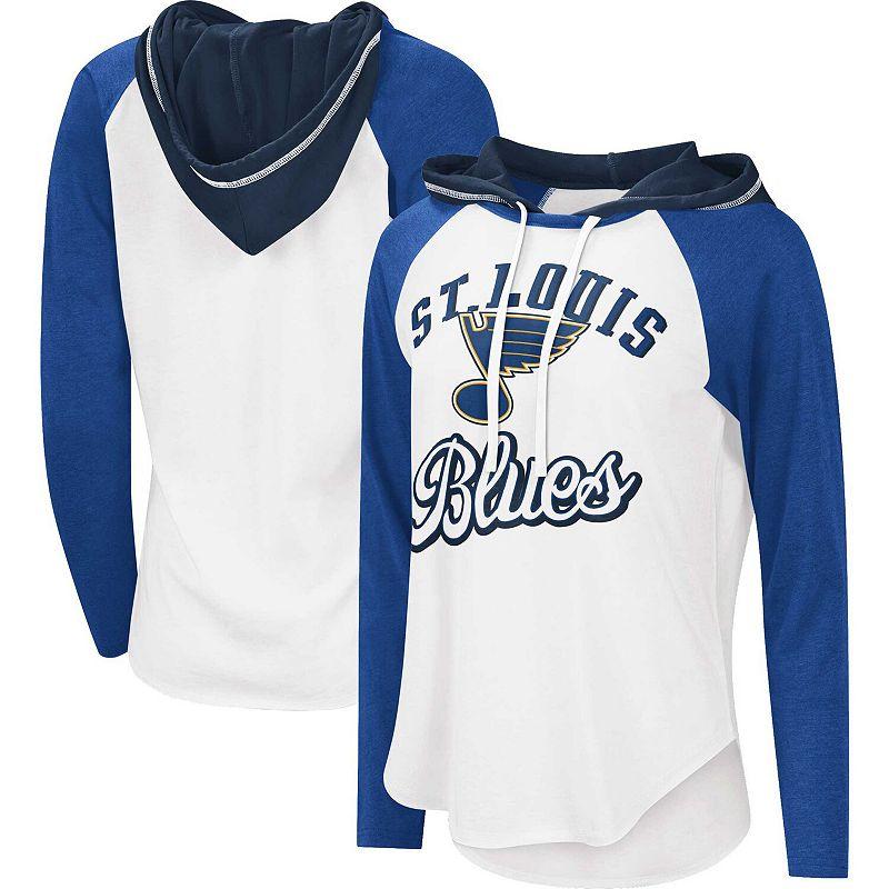 Women's Starter White/Blue St. Louis Blues MVP Raglan Hoodie T-Shirt, Size: Small Product Image