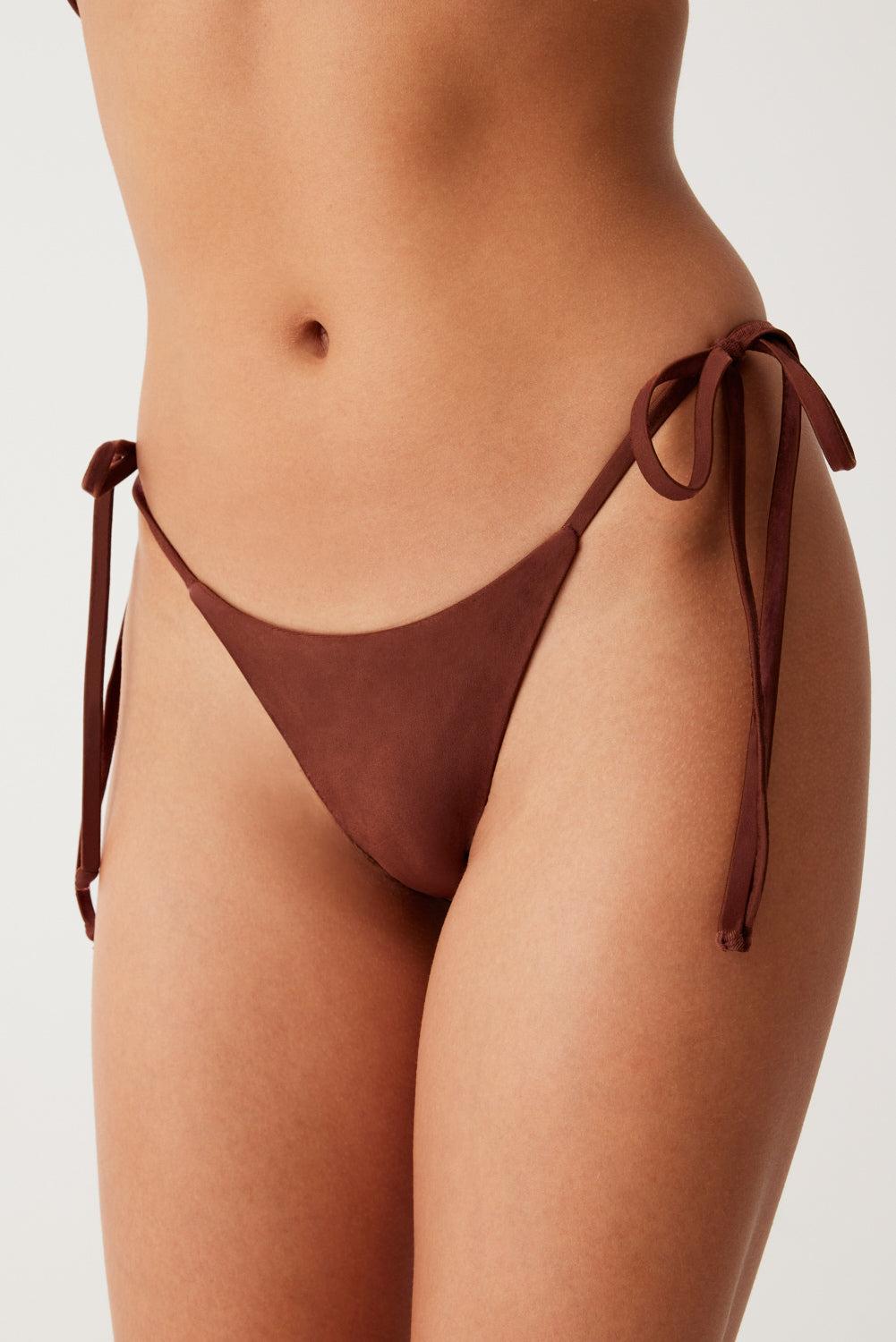Divine Tie Side Skimpy Bikini Bottom - Cinnamon Product Image