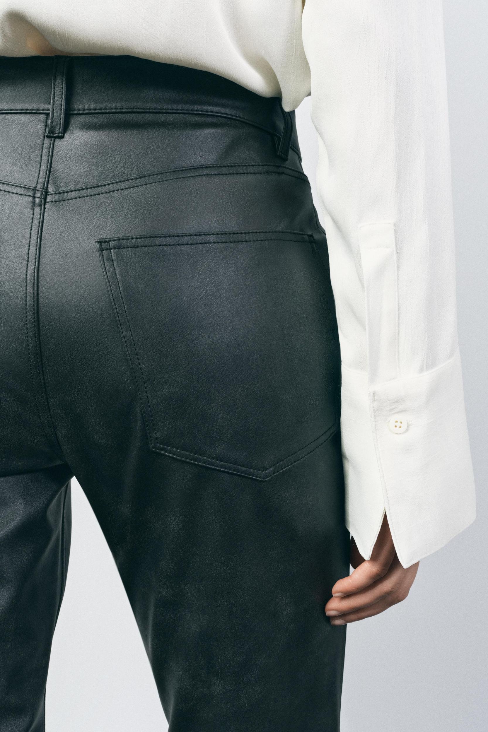 ZW COLLECTION FAUX LEATHER HIGH-WAISTED BOOTCUT CROPPED PANTS Product Image