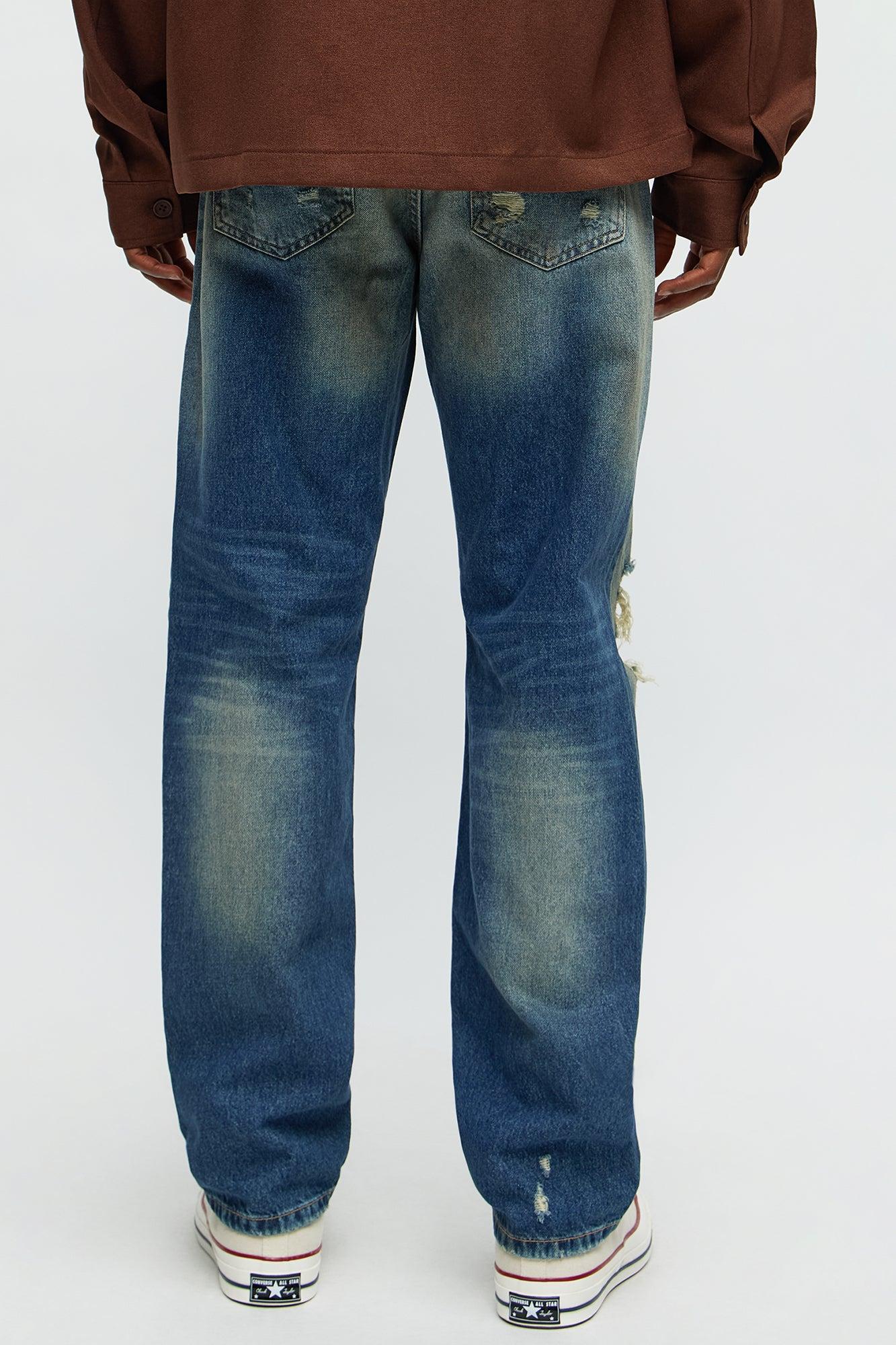 Subversive Distressed Slim Jeans - Medium Blue Wash Male Product Image