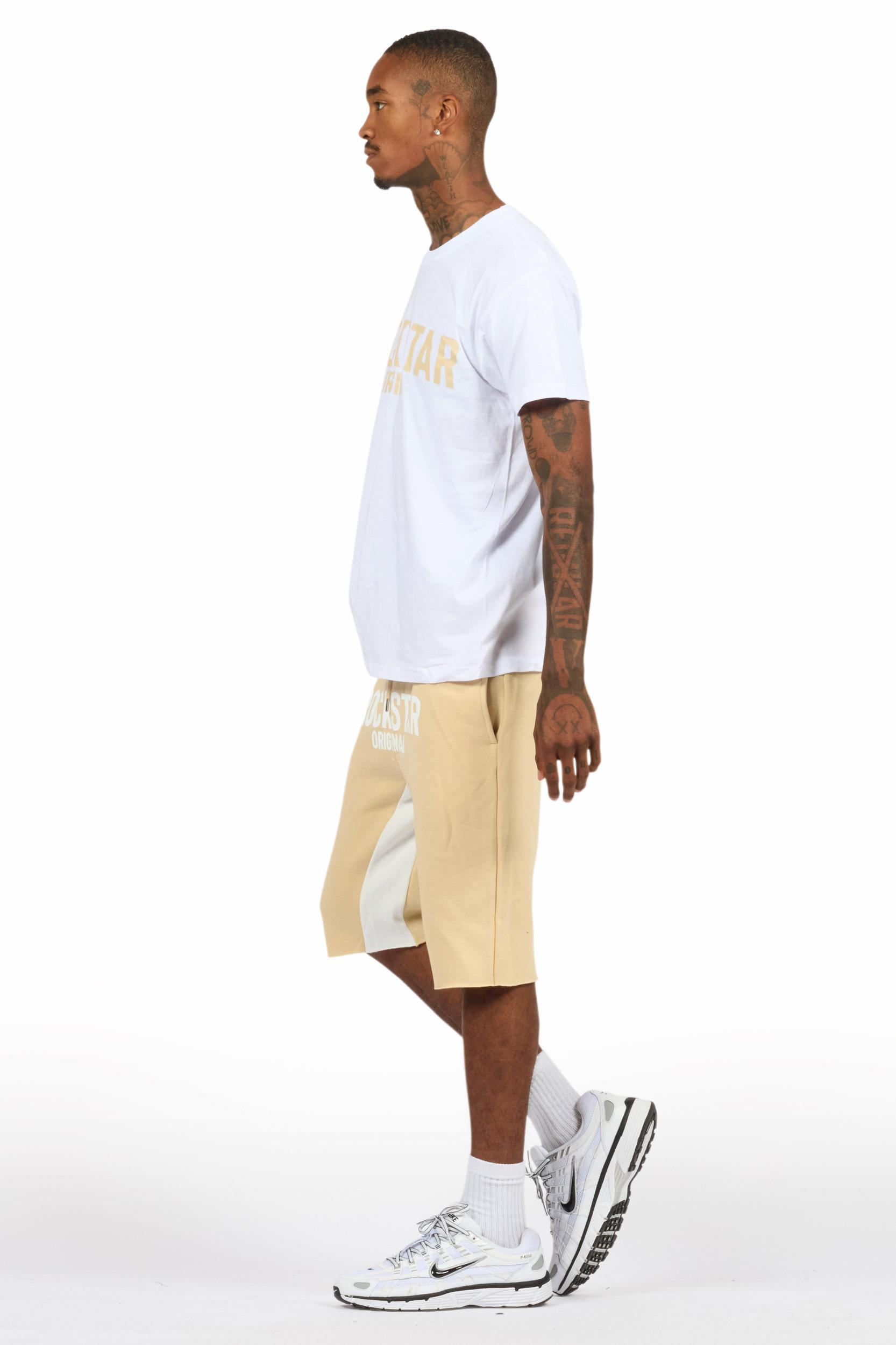 Sana White/Beige T-Shirt Short Set Male Product Image