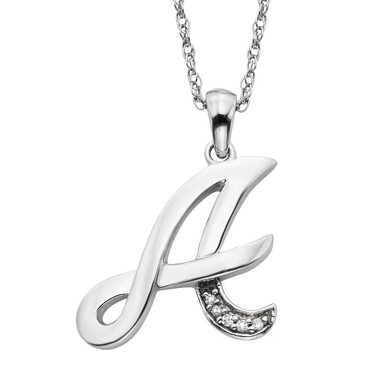 Sterling Silver Diamond Accent Initial Pendant, Women's,  Product Image