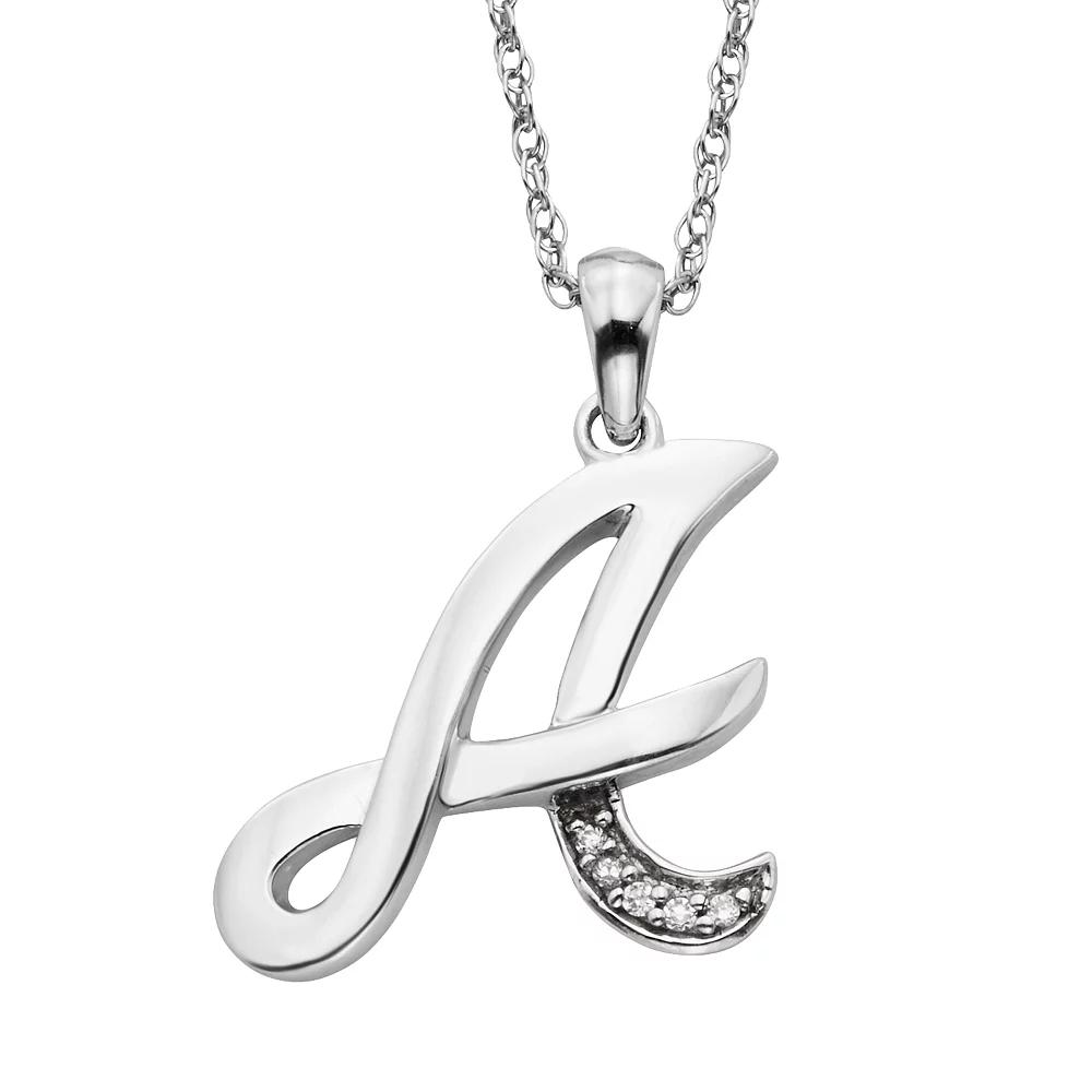Sterling Silver Diamond Accent Initial Pendant, Women's,  Product Image