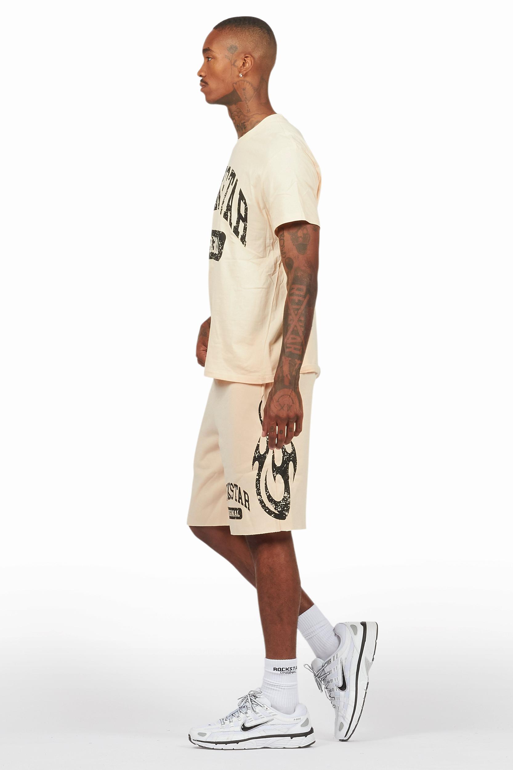 Members Beige T-Shirt/Short Set Male Product Image