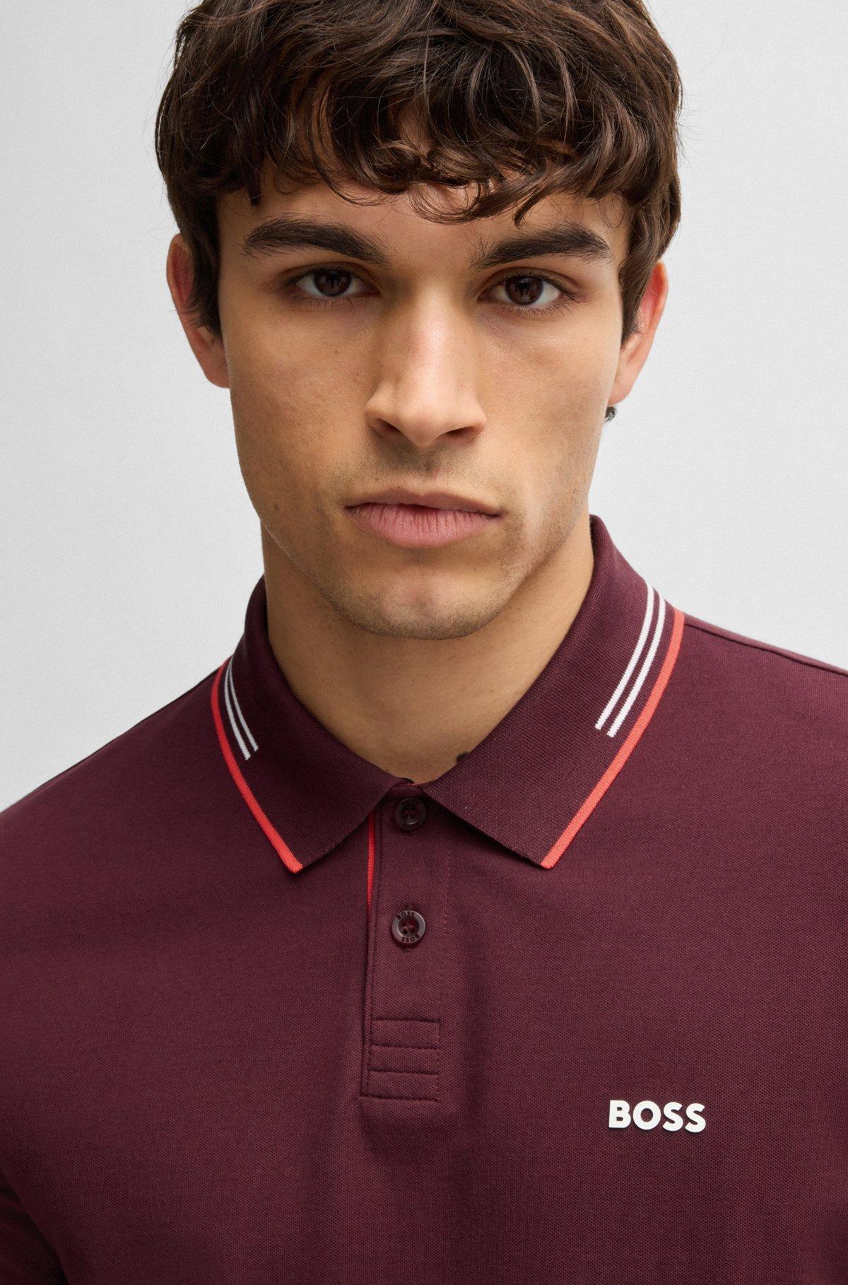 Stretch-cotton slim-fit polo shirt with branding Product Image