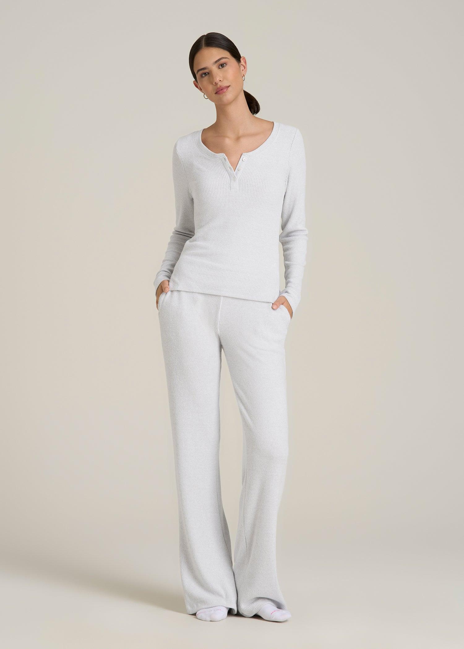 Women's Ribbed Flare Lounge Pants for Tall Women in Fog Grey Mix Female Product Image
