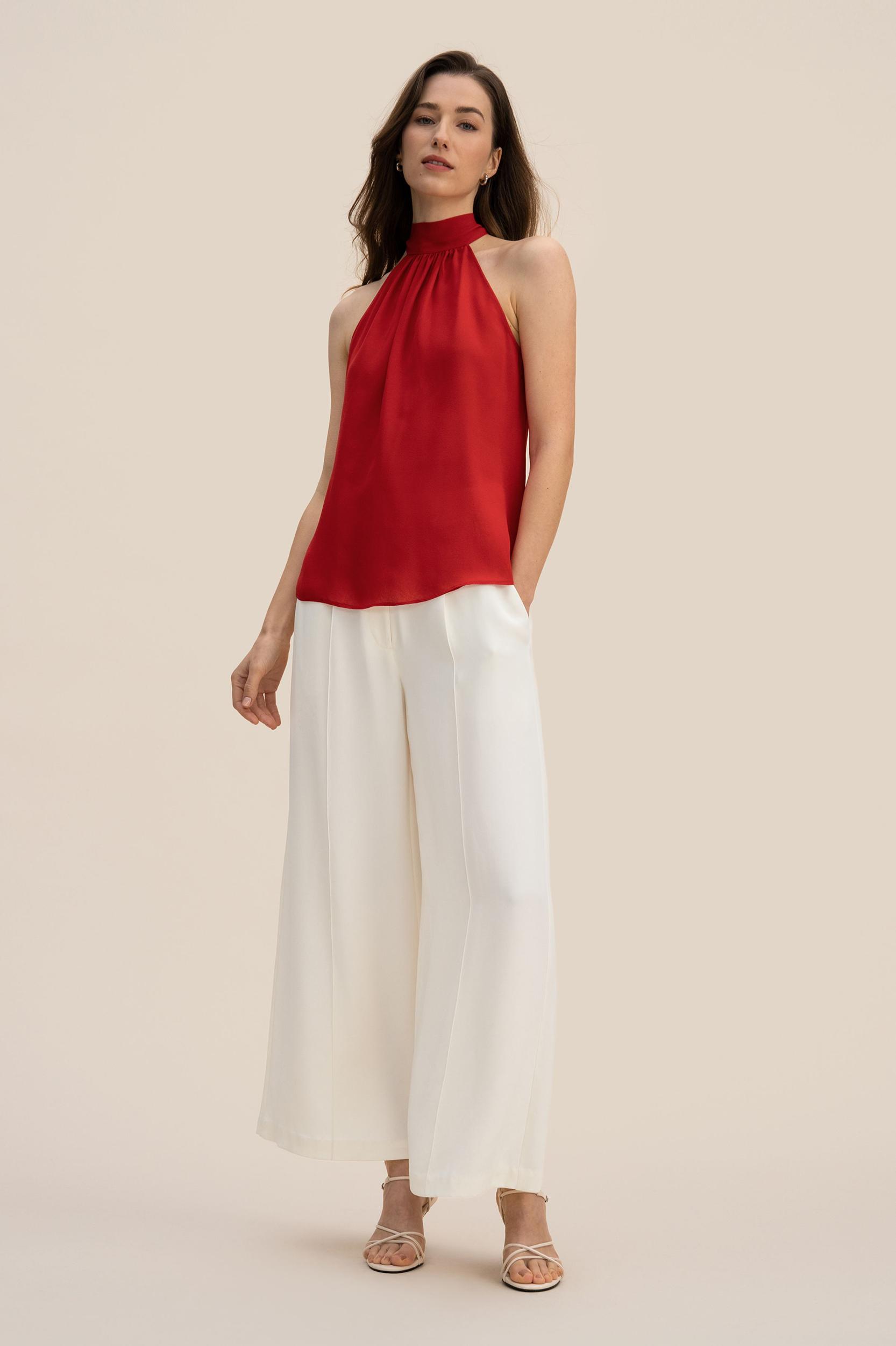 LILYSILK Silk Blouse Women Halter Neck Lily White 4 Product Image