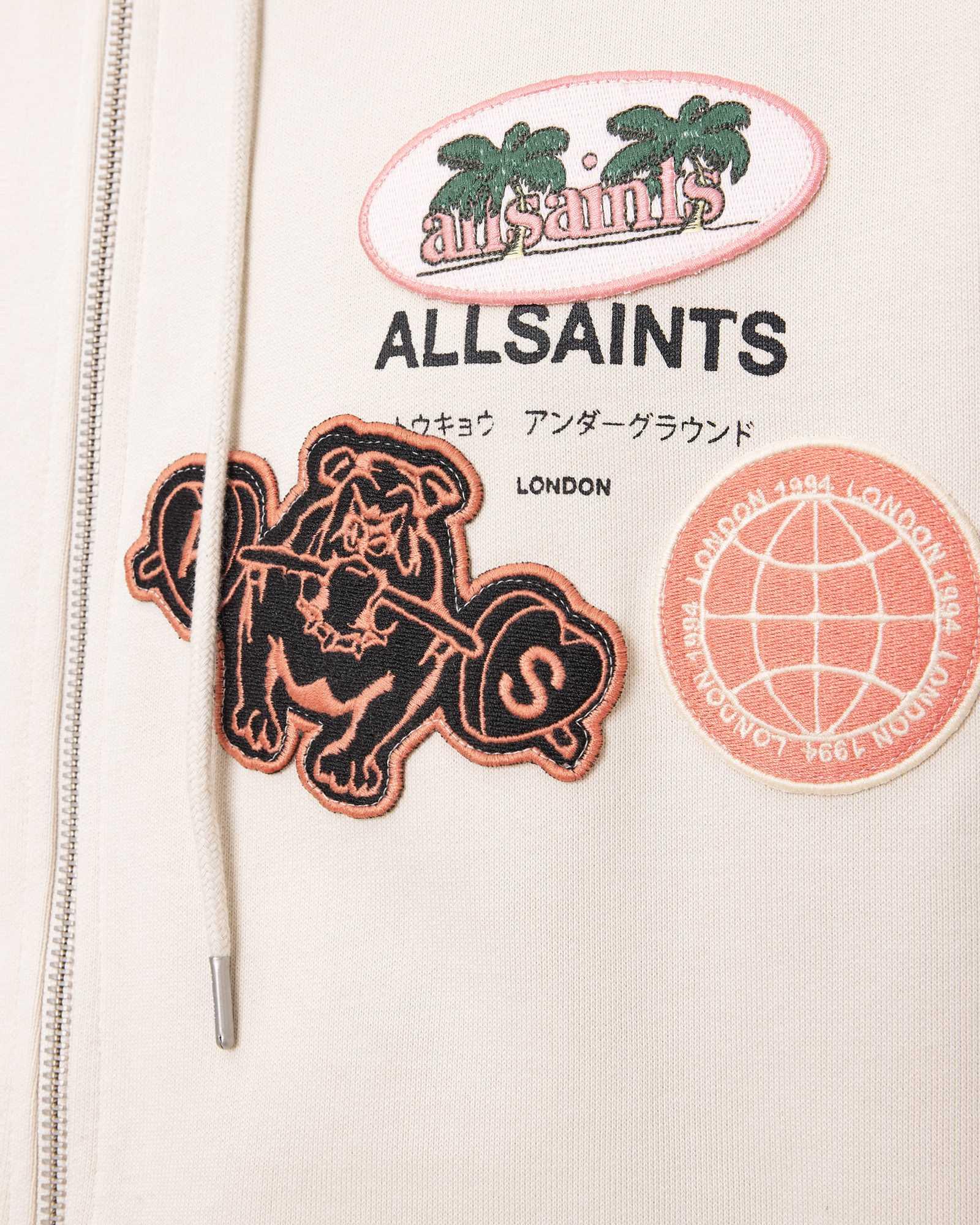 Patcher Zip Up Cotton Hoodie DUSK WHITE | ALLSAINTS US Product Image
