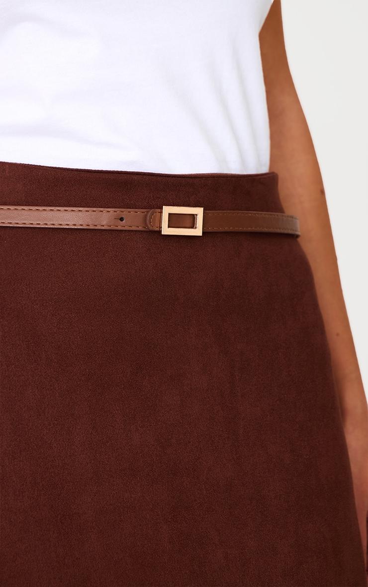 Chocolate Faux Suede Flippy Maxi Skirt Product Image