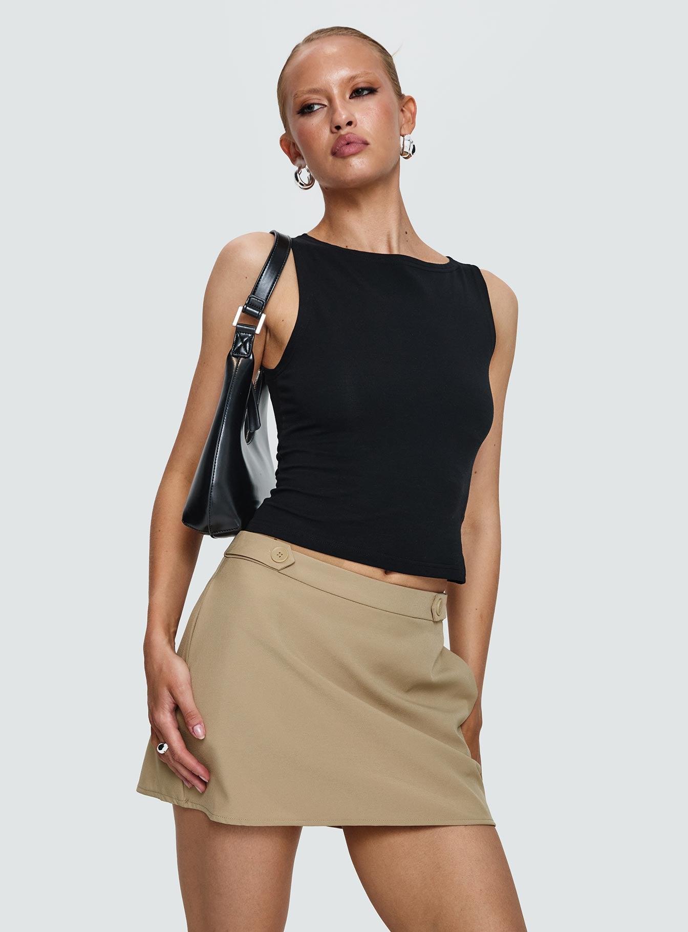 Hosier Twill Mini Skirt Taupe Product Image