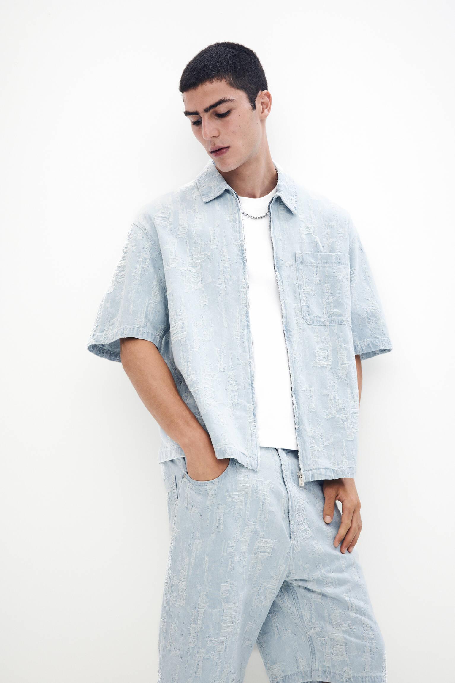 Jacquard denim shirt Product Image