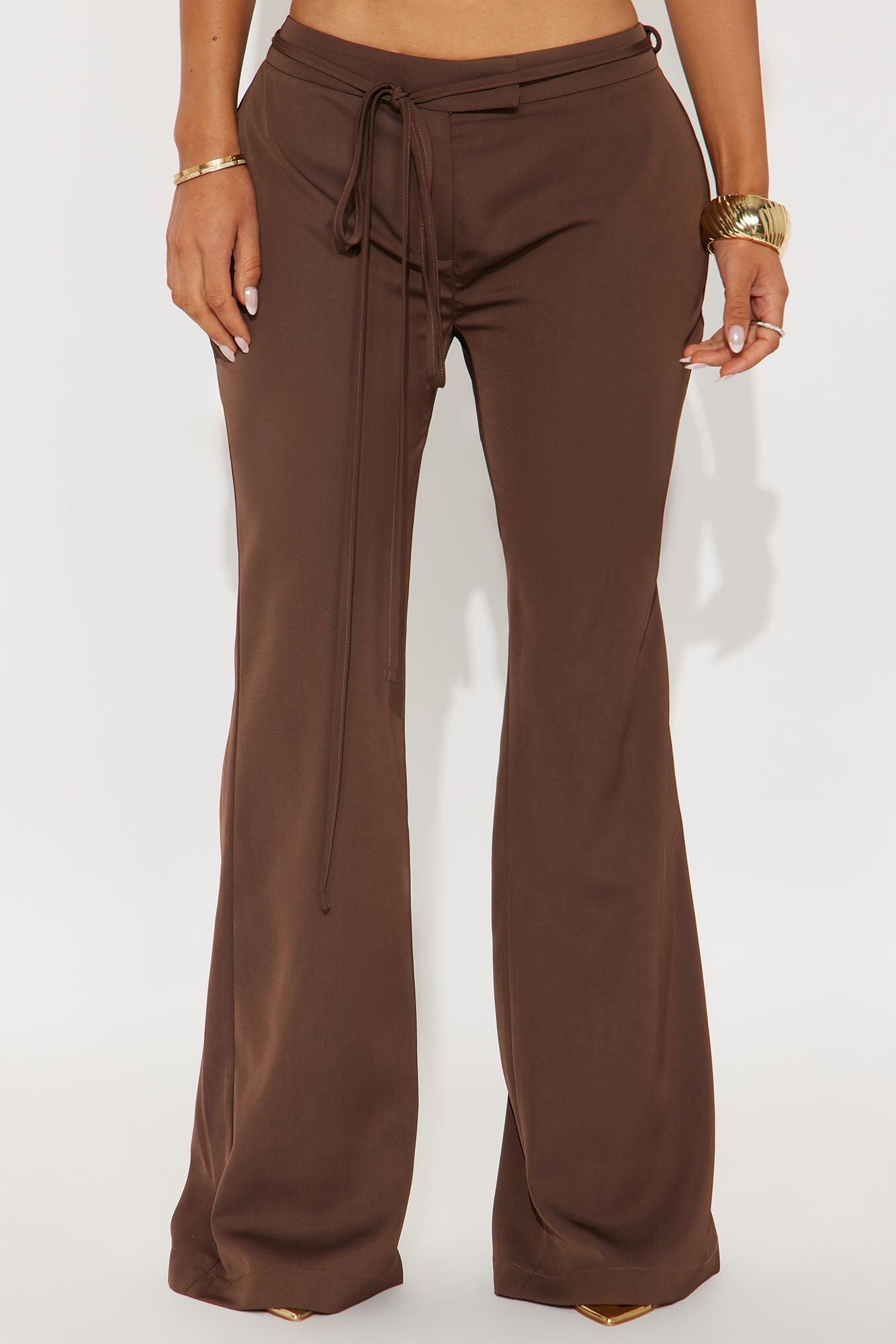 Front Page Headline Wide Leg Trouser Pant - Chocolate Female Product Image