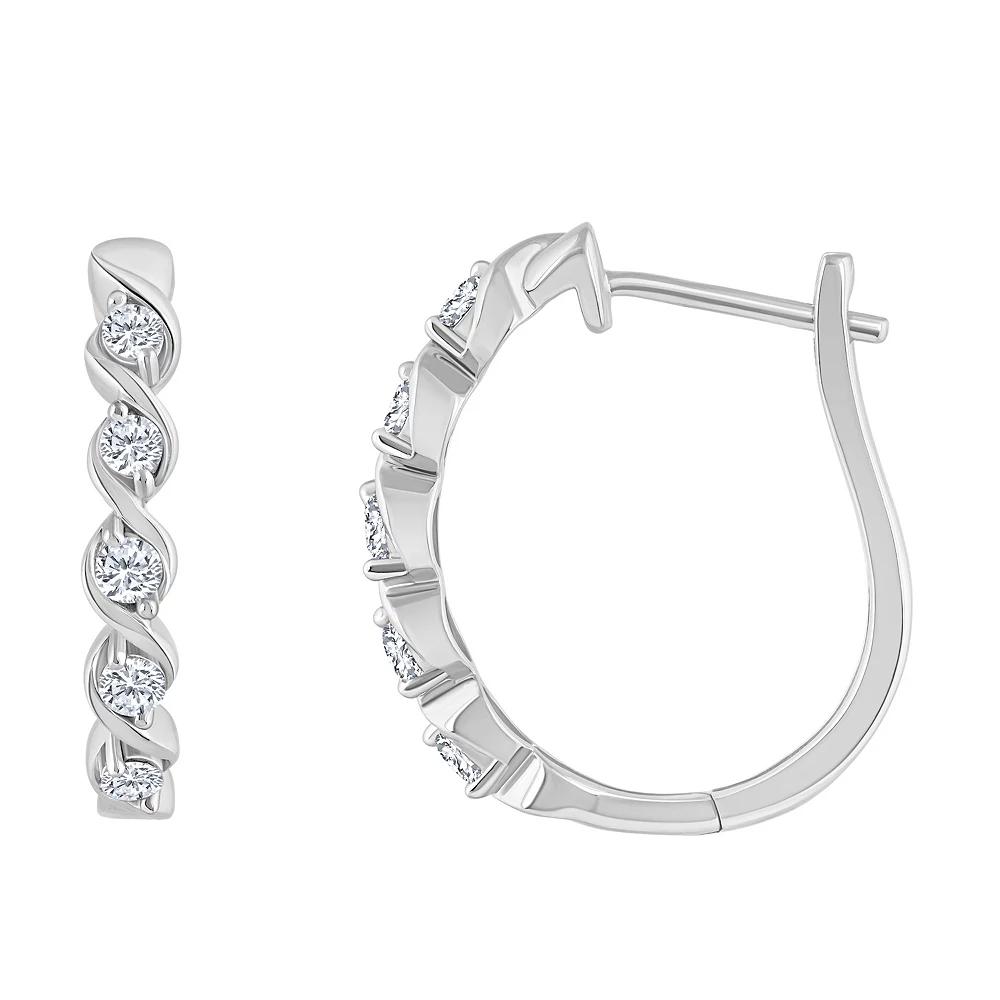 Celebration Gems 14k Gold 1/3 Carat T.W. Diamond Hoop Earrings, Women's Product Image