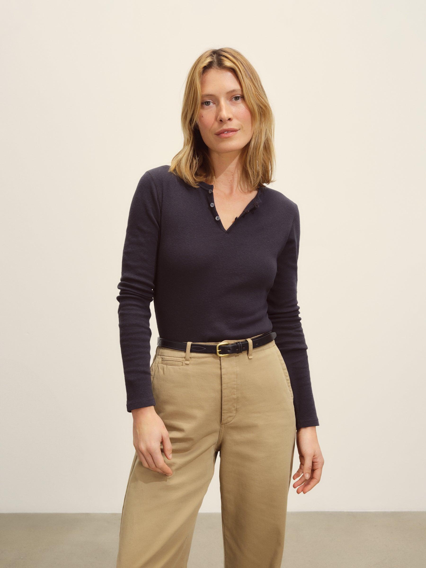 Soft Black Heirloom Rib L/S Henley Product Image